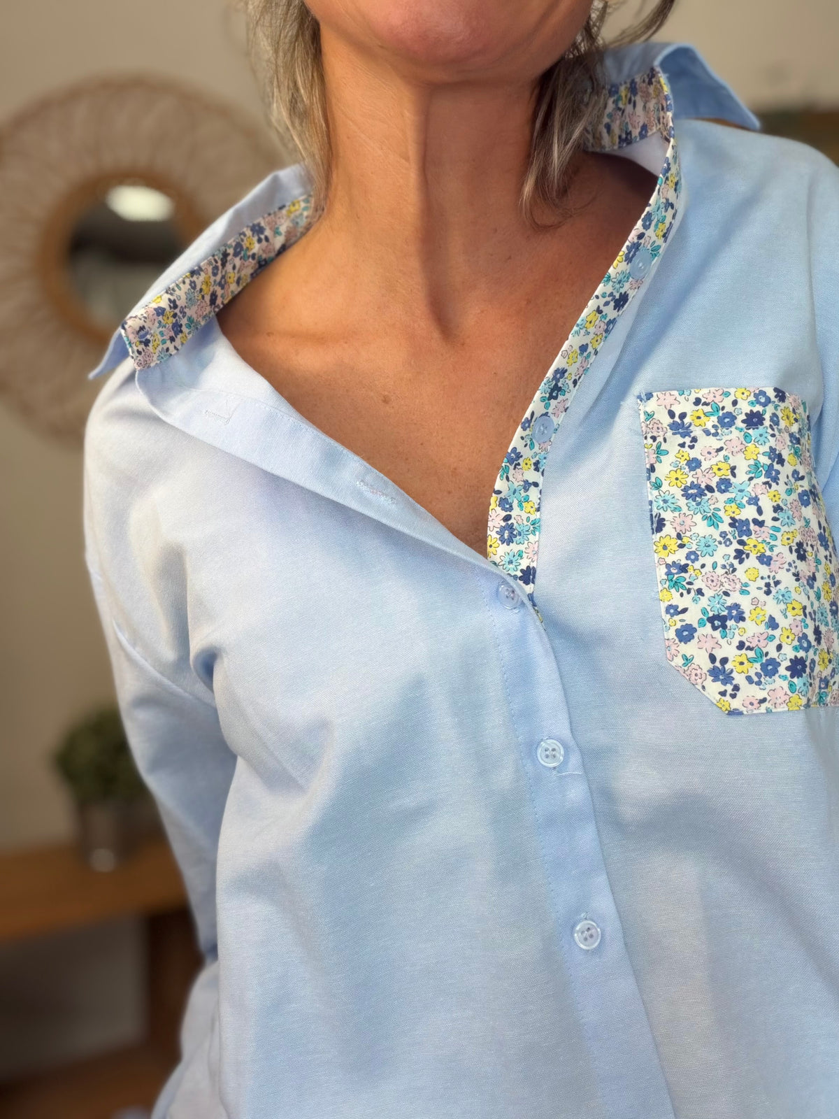 Chemise avec Liberty AZÉLIE Bleue