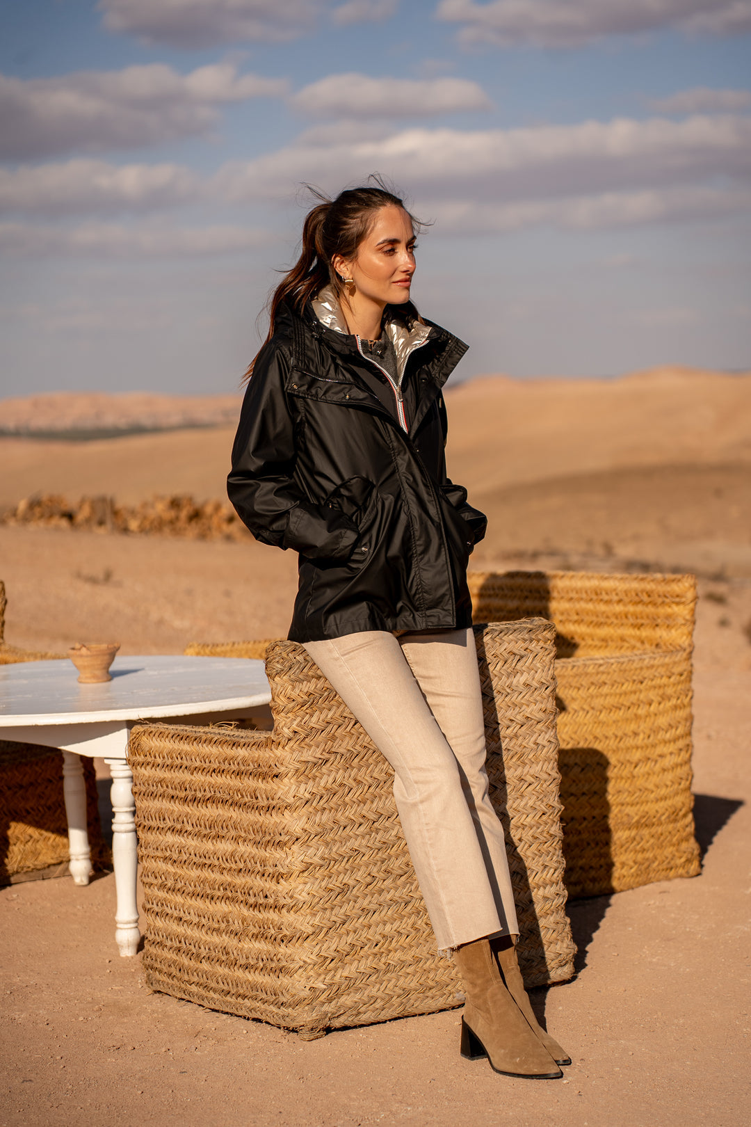 Col capuche amovible réversible  DANY - LAURA JO - Noir / Doré