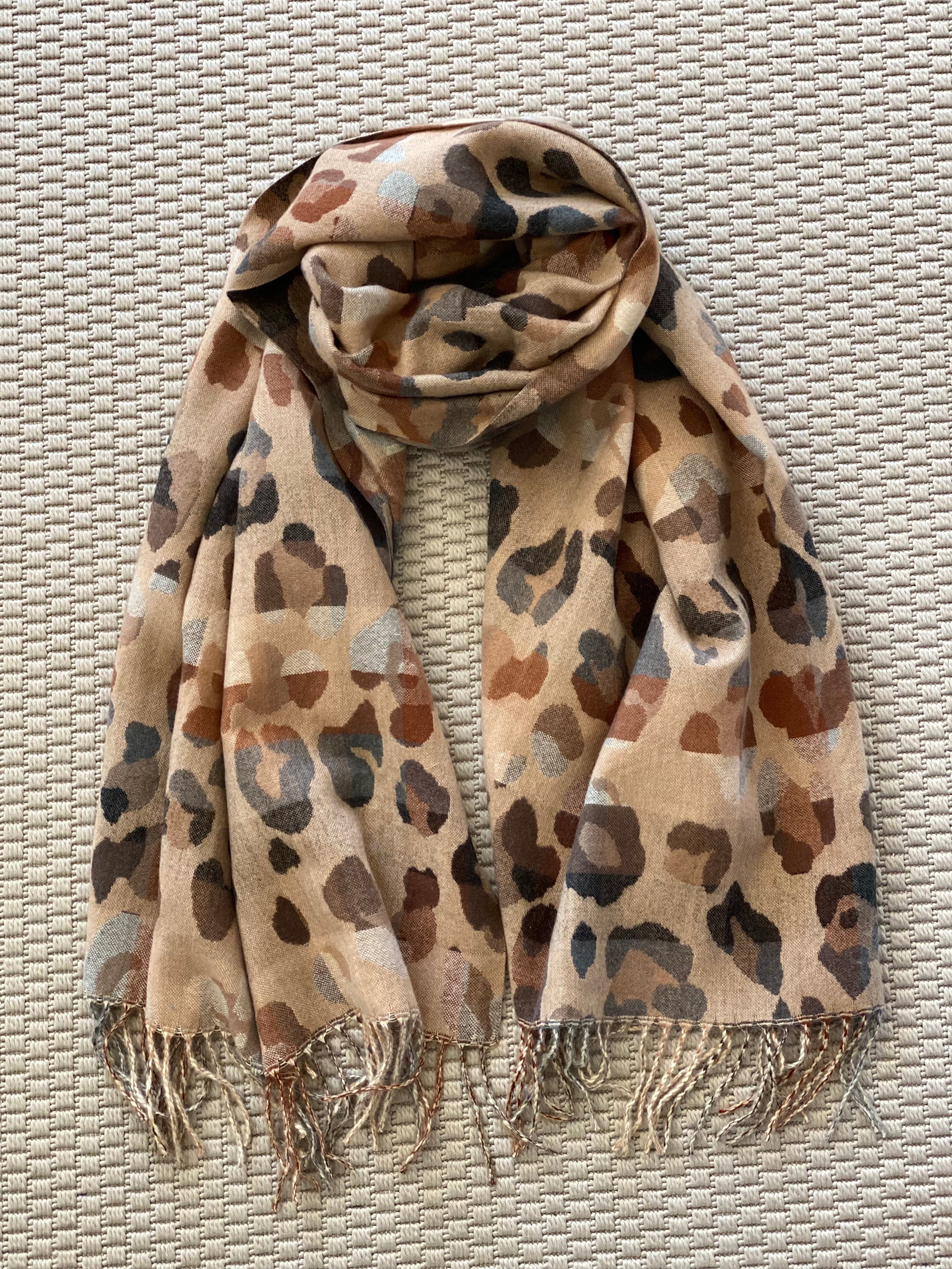 Écharpe douce AGNÈS Léo multico Camel 🐆
