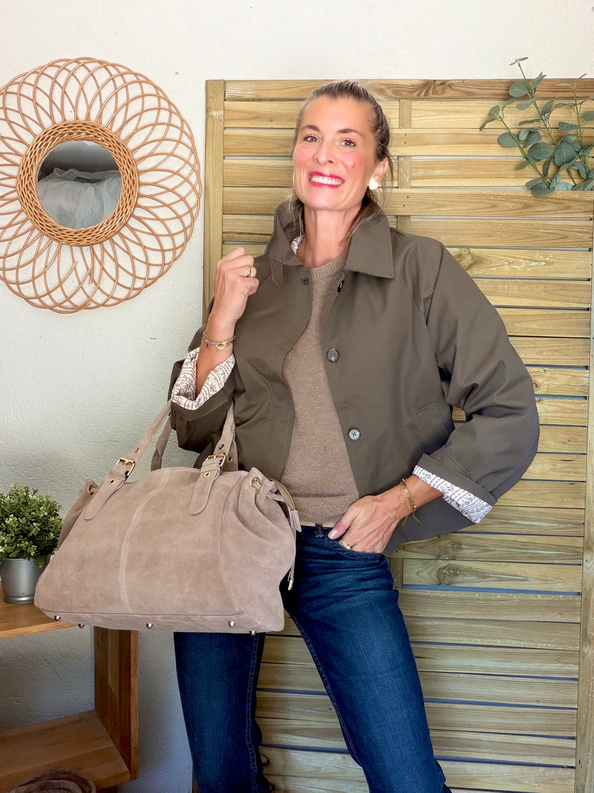 Veste Trench avec Liberty - MADELEINE Kaki