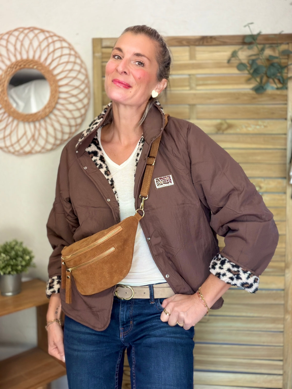 Veste matelassée réversible Sherpa AMÉLIE Choco / Léo