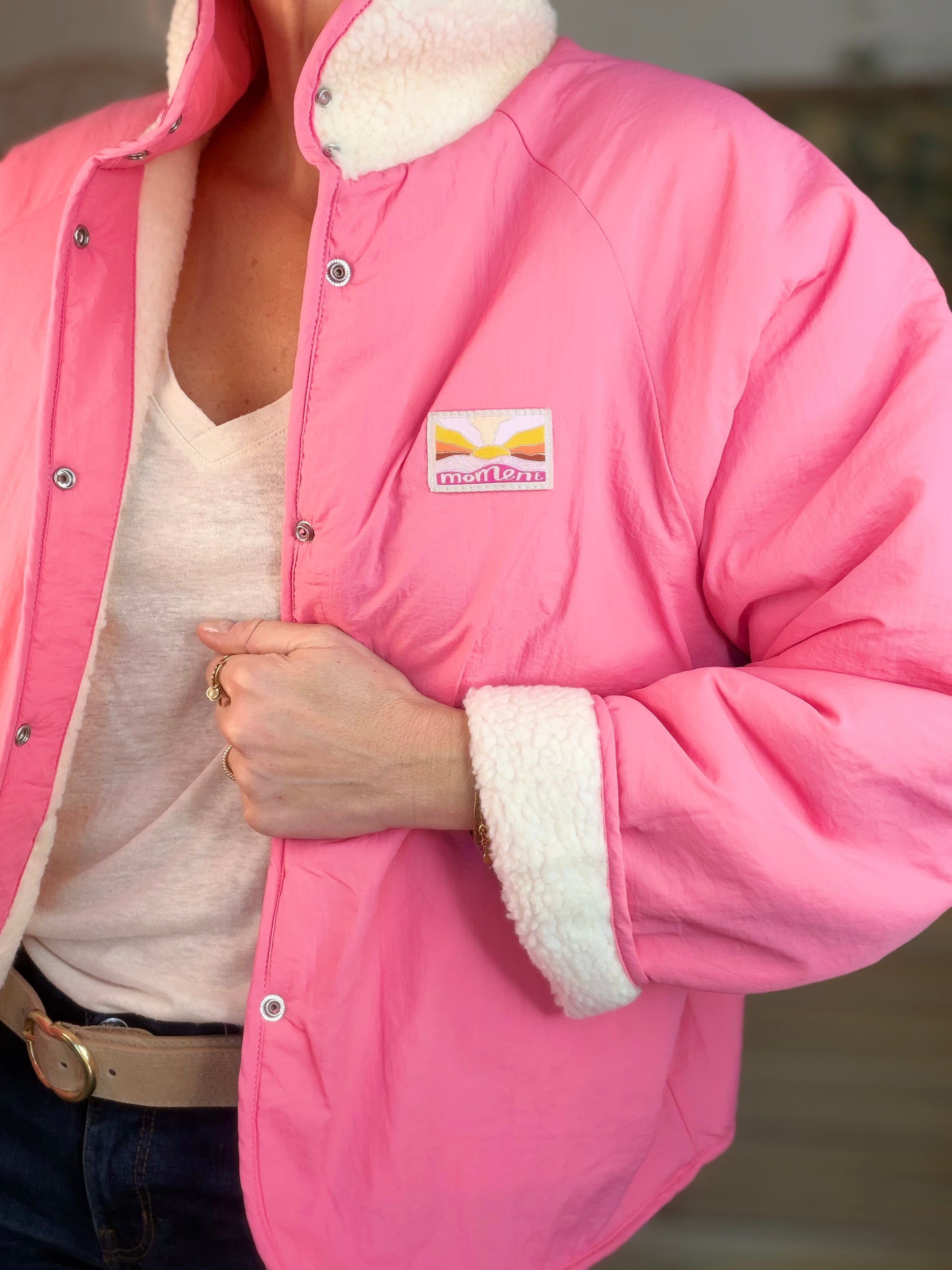 Veste matelassée réversible Sherpa AMÉLIE Rose