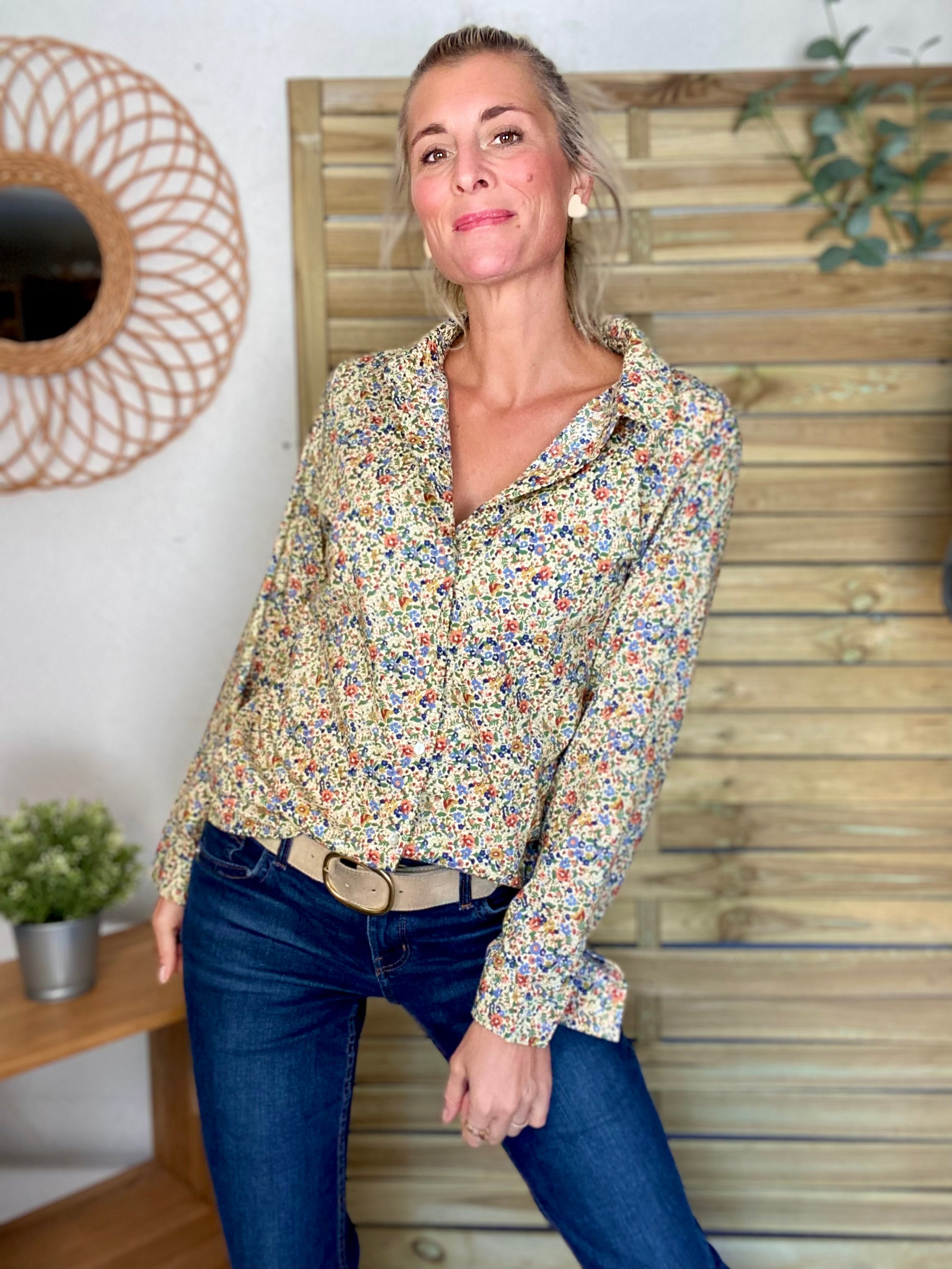 Chemise en coton imprimé Liberty vert 🌱 🌺 ÉLISE
