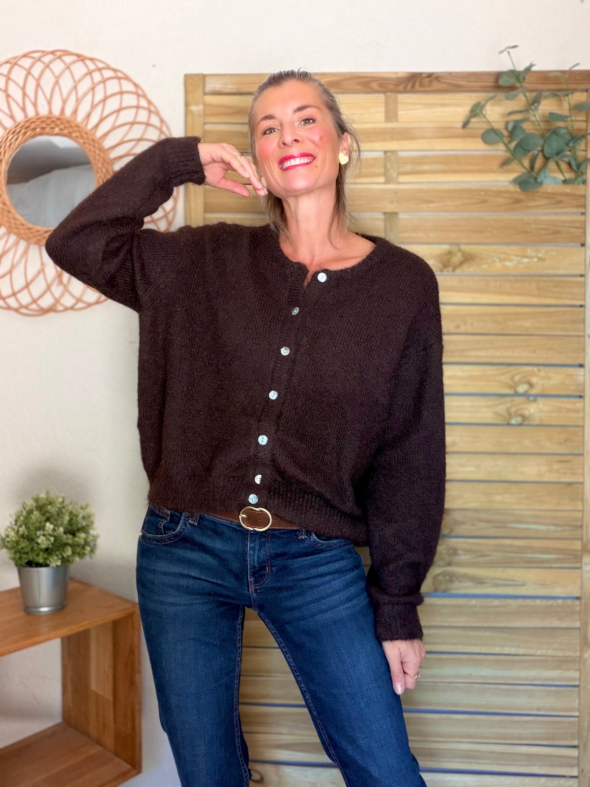 Gilet en maille MERYL - Chocolat brut