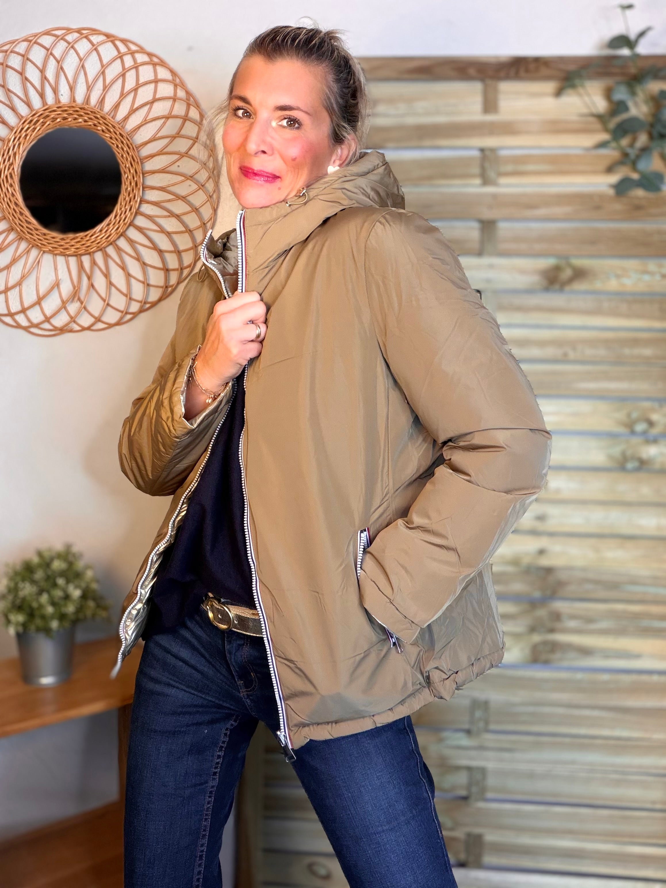 ⚡️PÉPITES FRIDAY - Doudoune imperméable réversible longue ANGÈLE COURT - Camel - MELYA MELODY