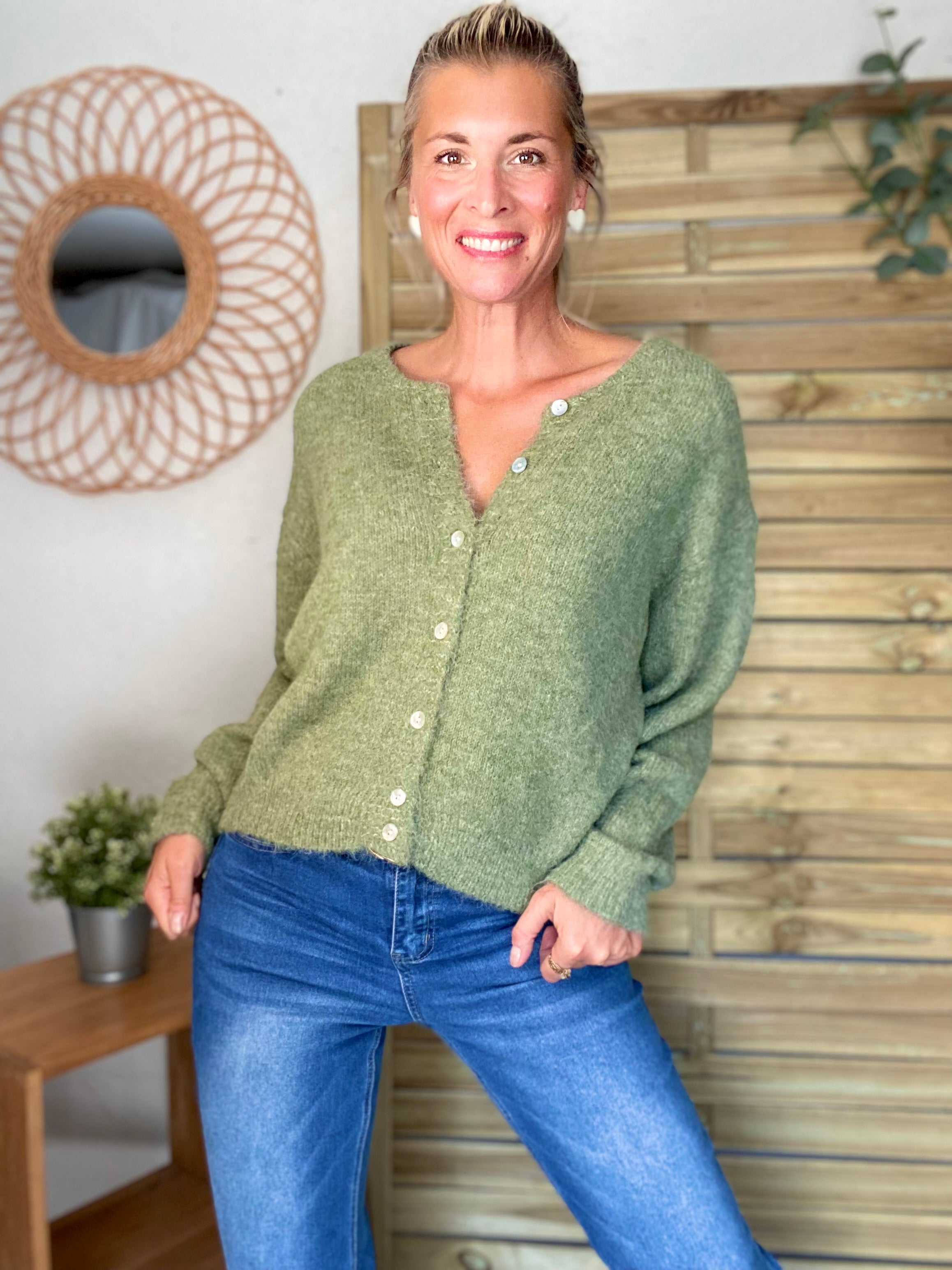 Gilet en maille MERYL - Olive