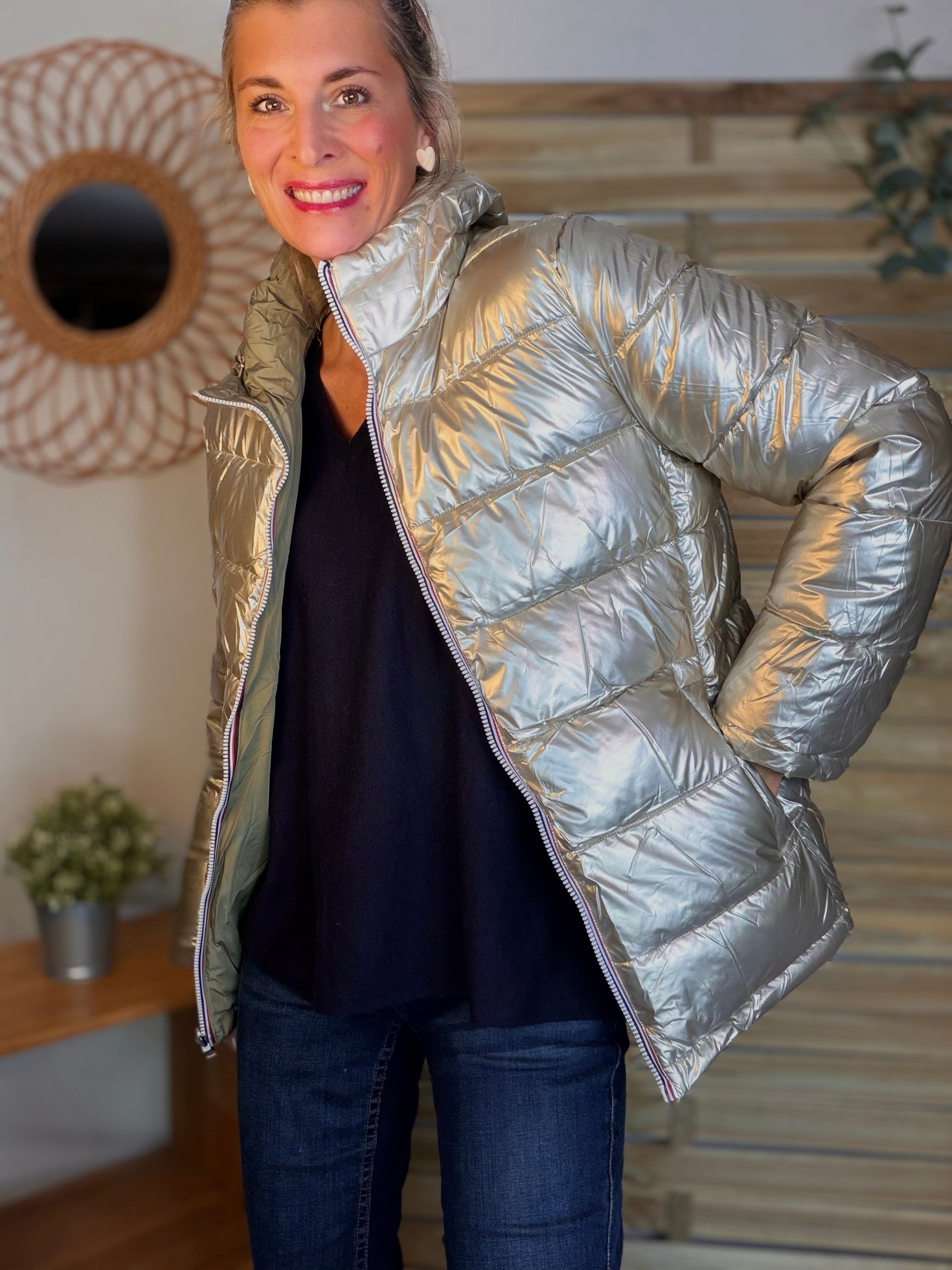 ⚡️PÉPITES FRIDAY - Doudoune imperméable réversible longue ANGÈLE COURT - Kaki clair - MELYA MELODY