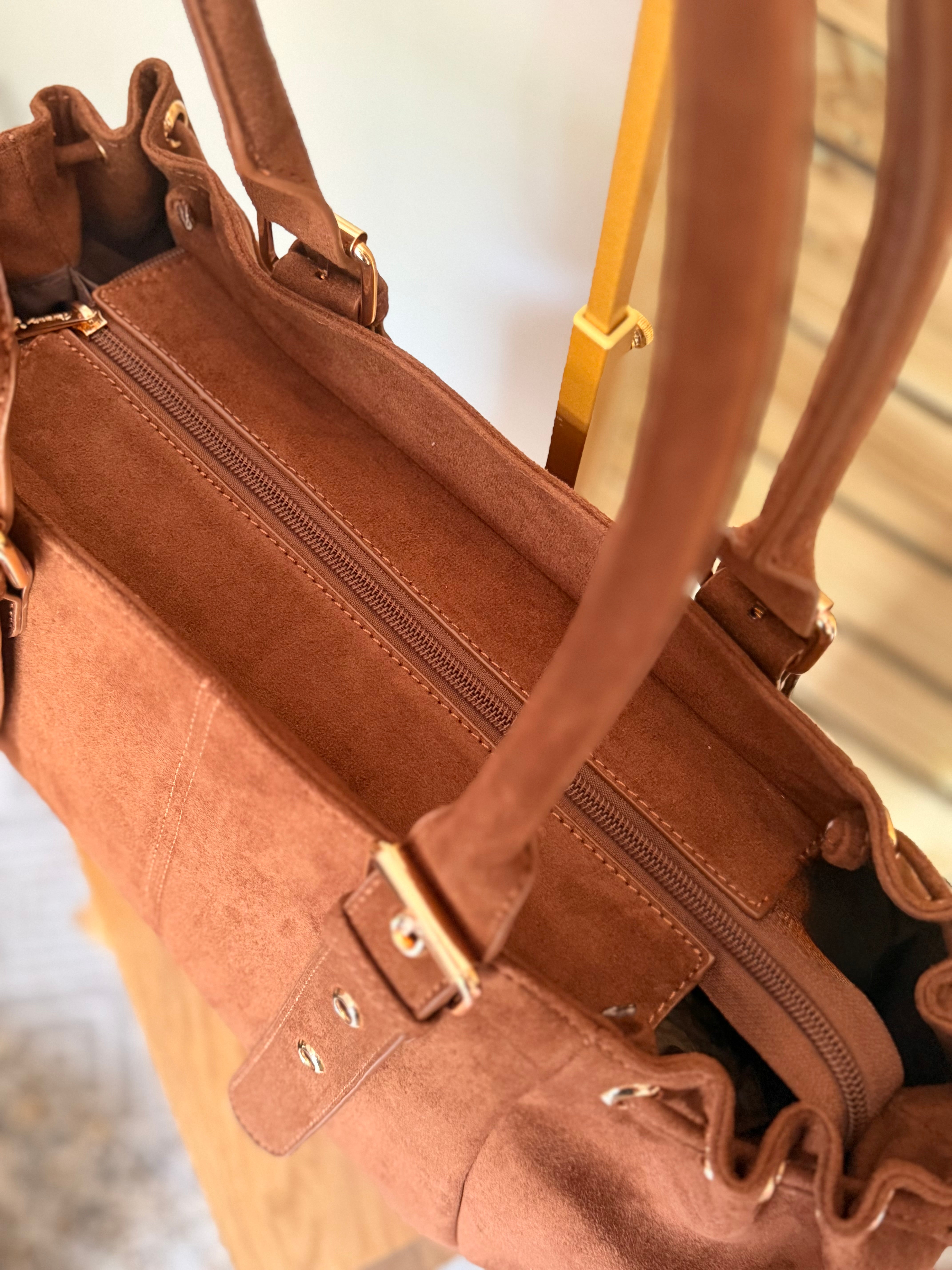 Sac cabas XL simili daim CLÉO Camel