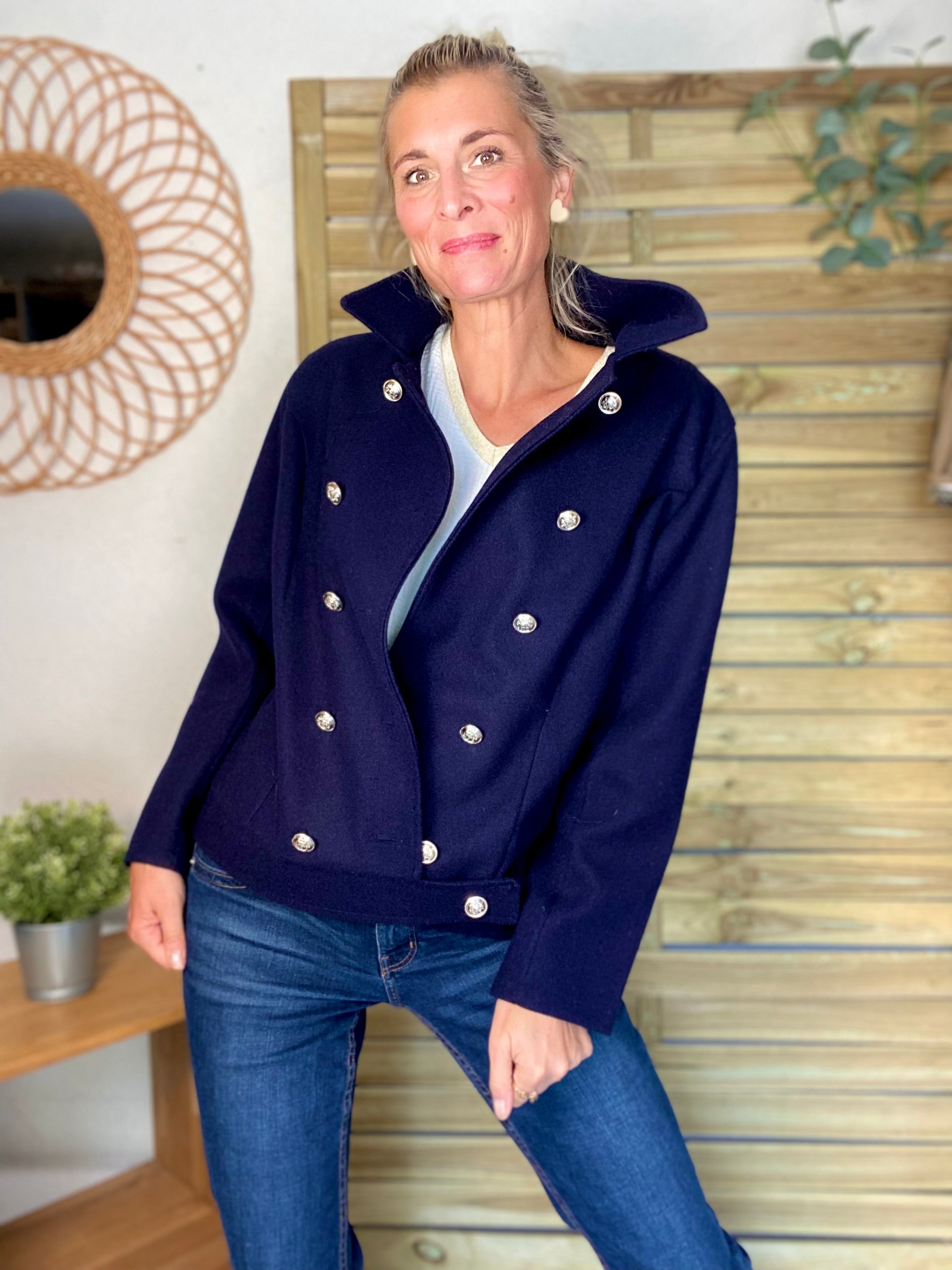 ⚠️ PRÉCOMMANDE (Expédition à partir du 01/10) - Veste caban légère JACK - Bleu marine