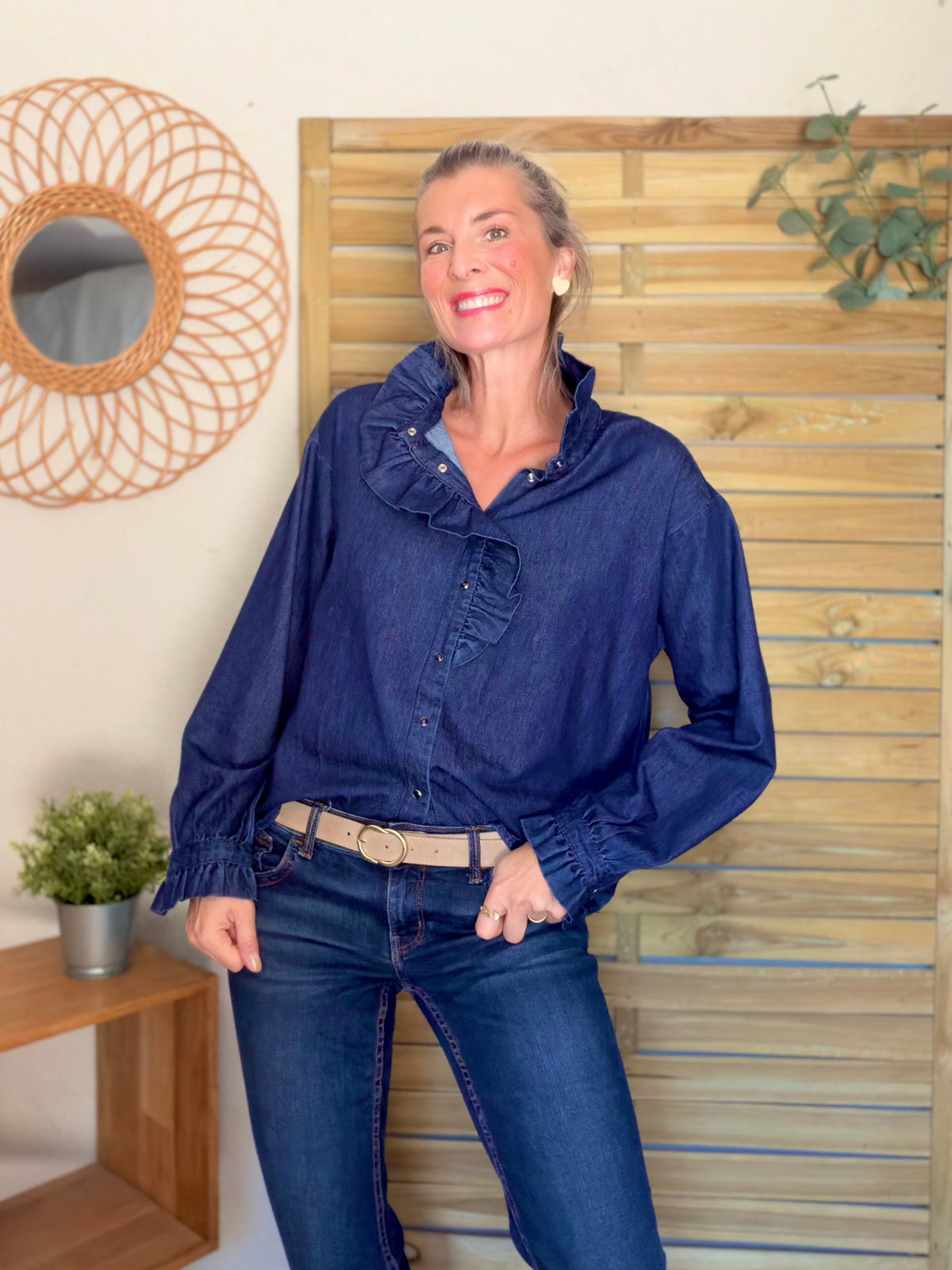 Chemise Denim brut col victorien SOPHIE