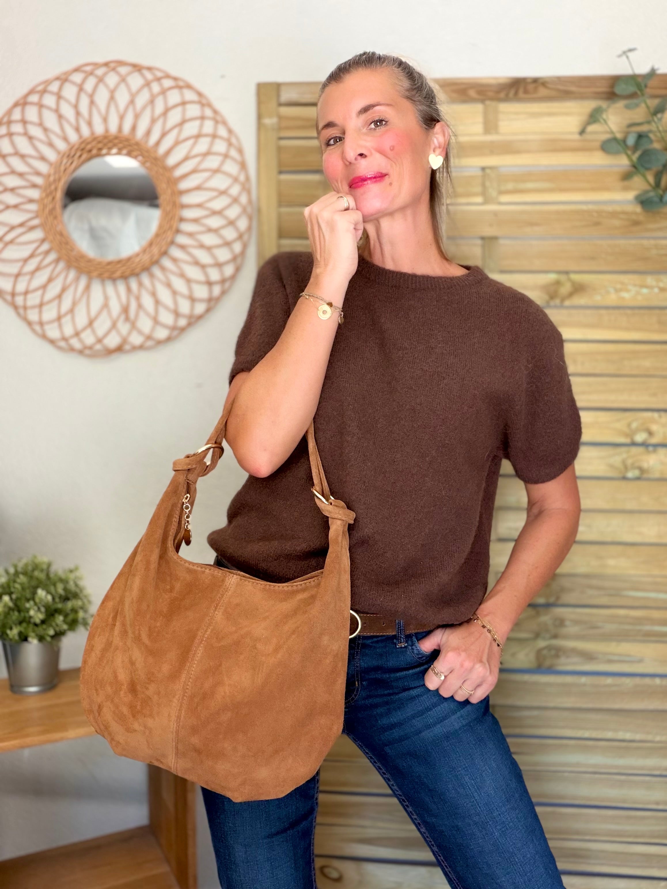 Pull laine et alpaga PEGGY - Chocolat