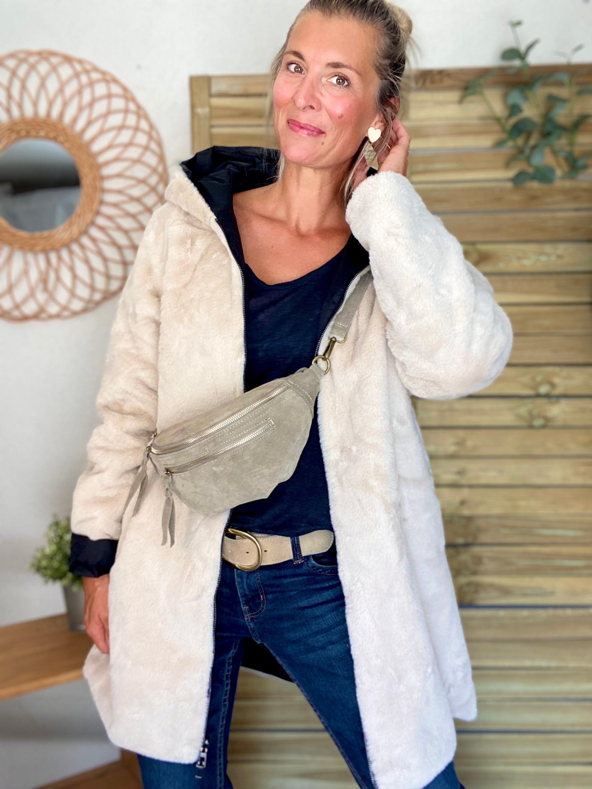 Parka Imperméable réversible fourrée Noir / Beige ALIX - LAURA JO