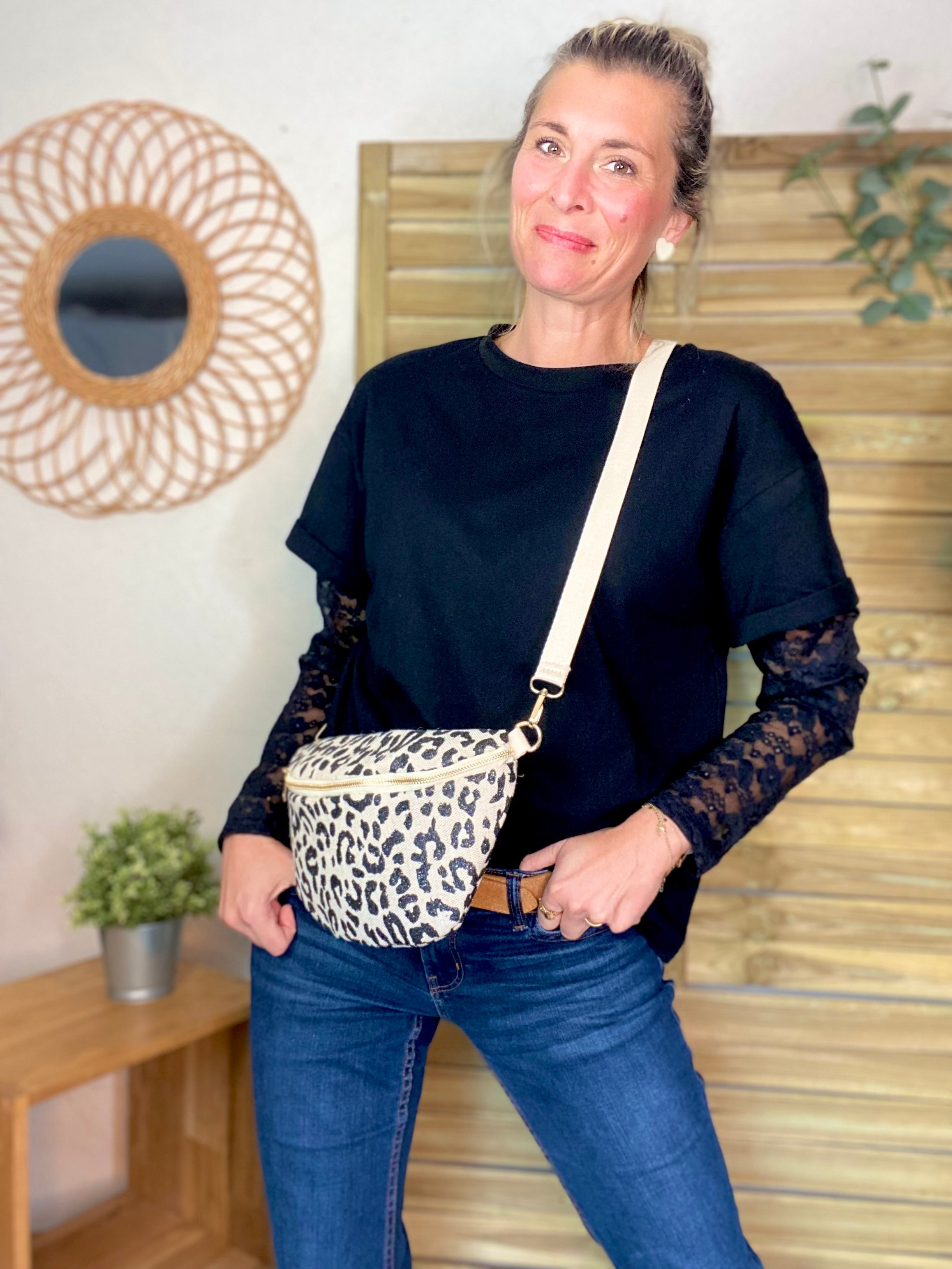 Tee shirt avec manches longues dentelle PAMELA - Noir