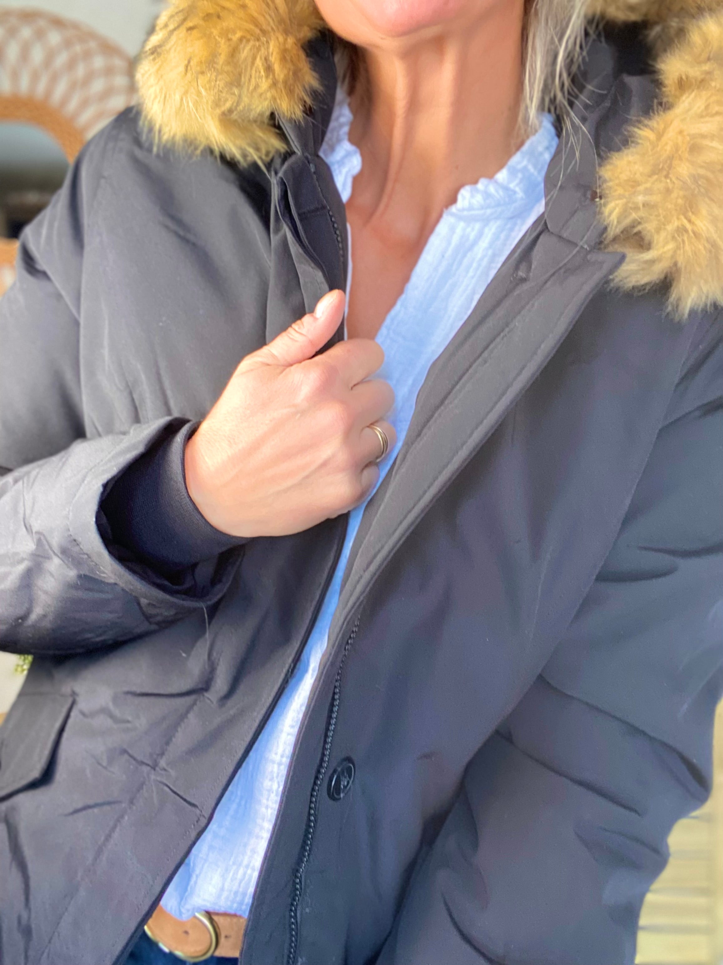 ⚡️ PÉPITES FRIDAY - Parka rembourrée déperlante noir, capuche col fourrure amovible - CHEYENNE