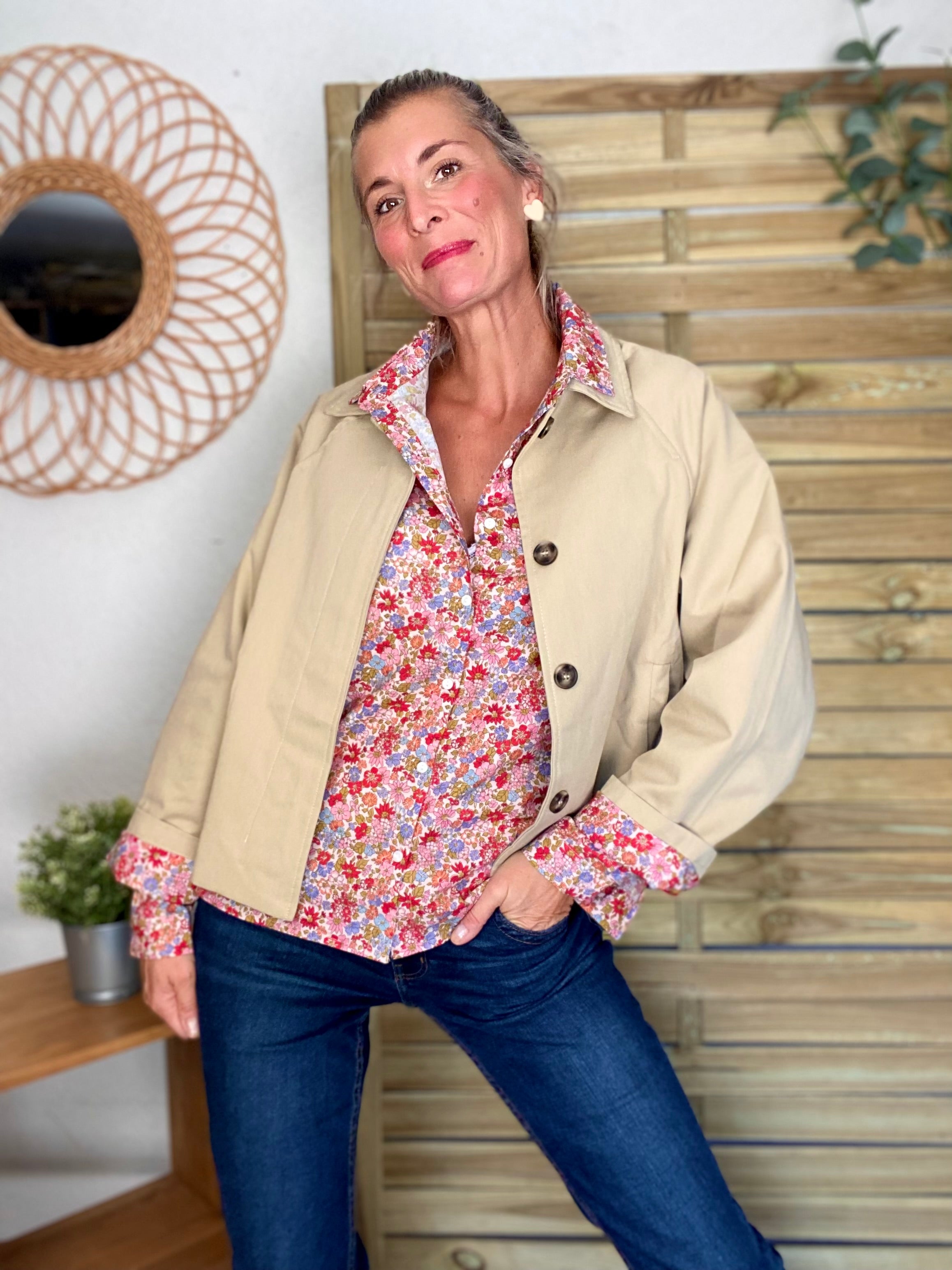 Chemise en coton imprimé Liberty 🌸 et coeur doré 💛 LISE