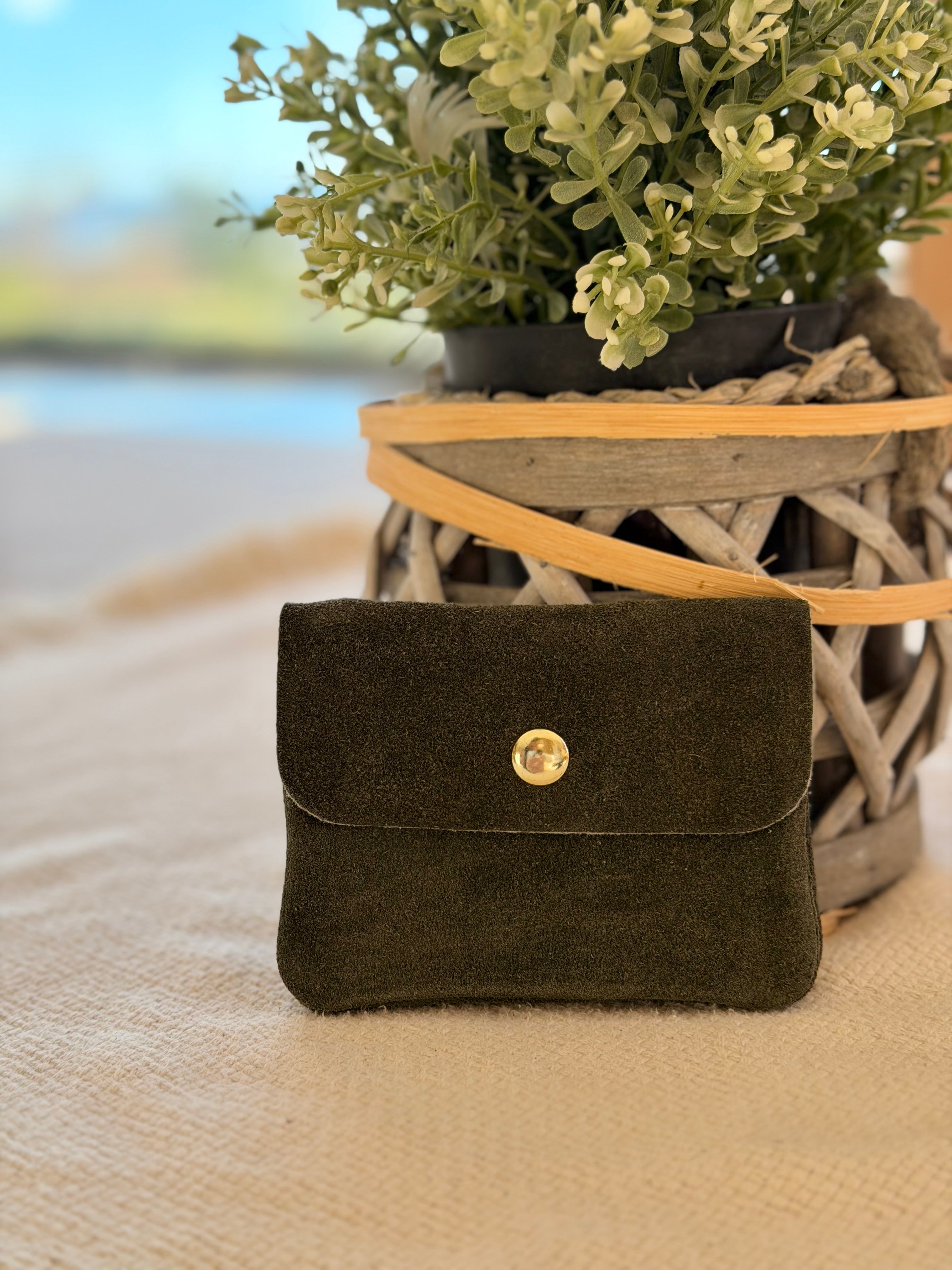 Porte monnaie / porte carte en cuir daim ACHILLE