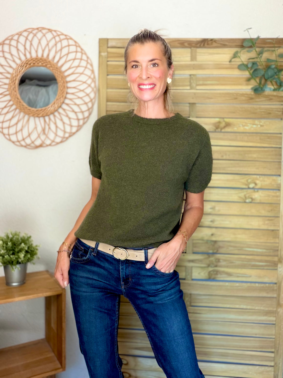 Pull laine et alpaga PEGGY - Kaki