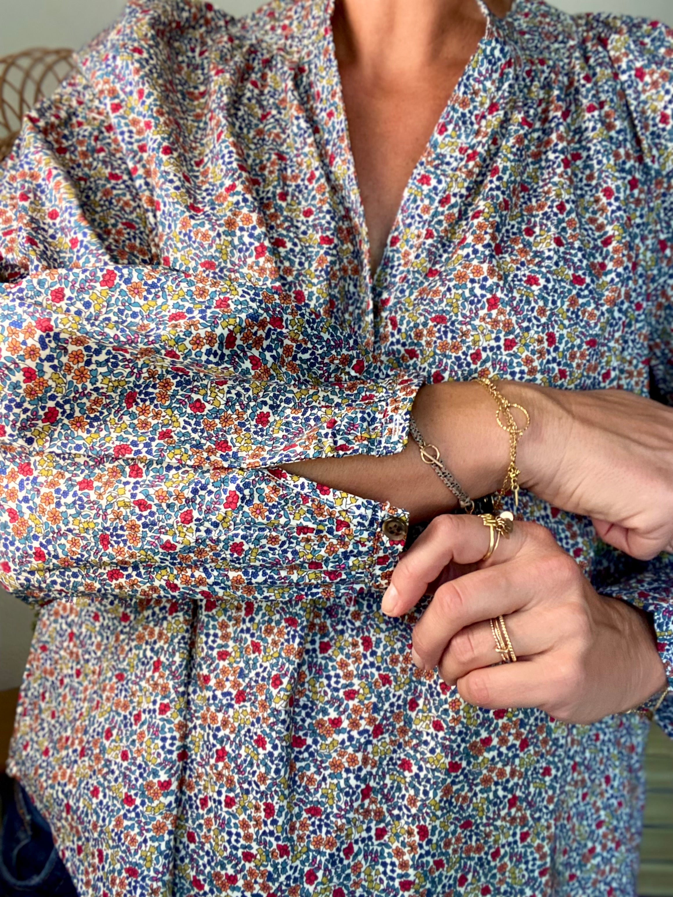 Blouse ample Liberty bleu EDWIGE