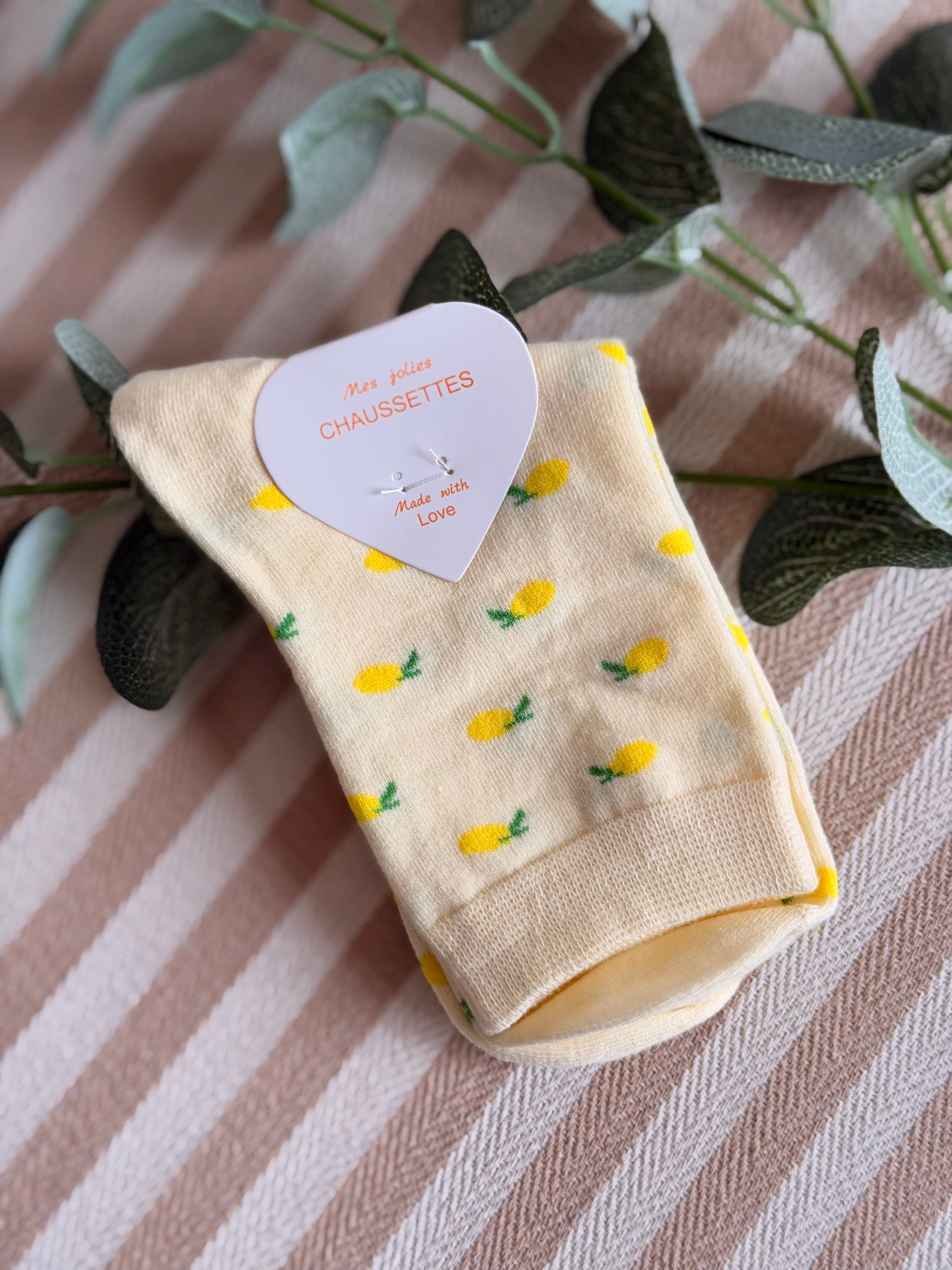 Chaussettes ZAZA - Motifs 🍋🍓🍒🍍💄