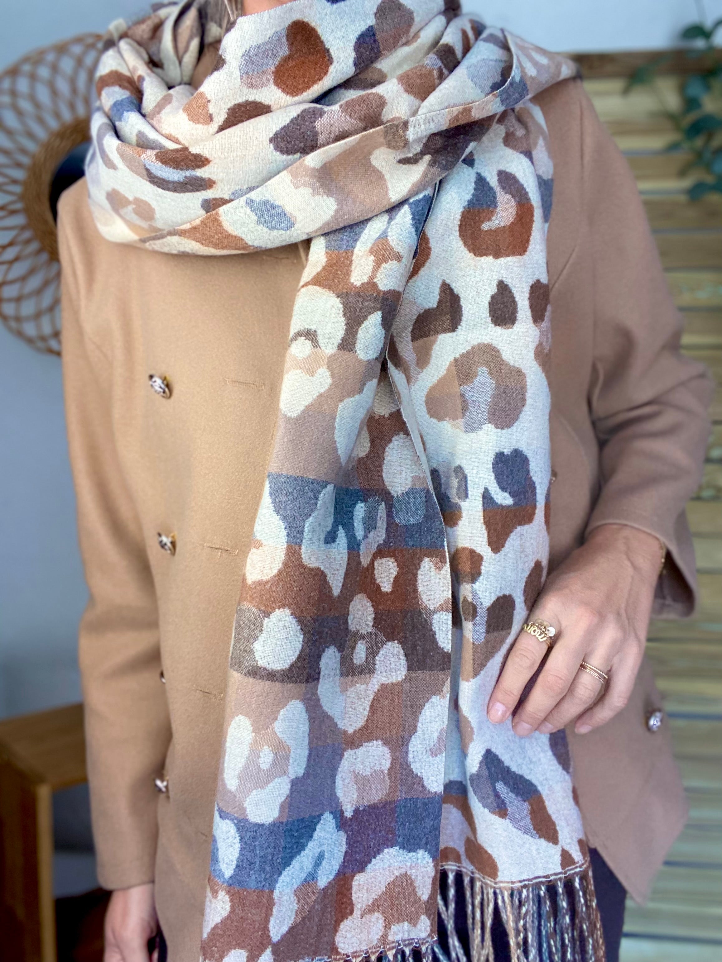 Écharpe douce AGNÈS Léo Beige 🐆