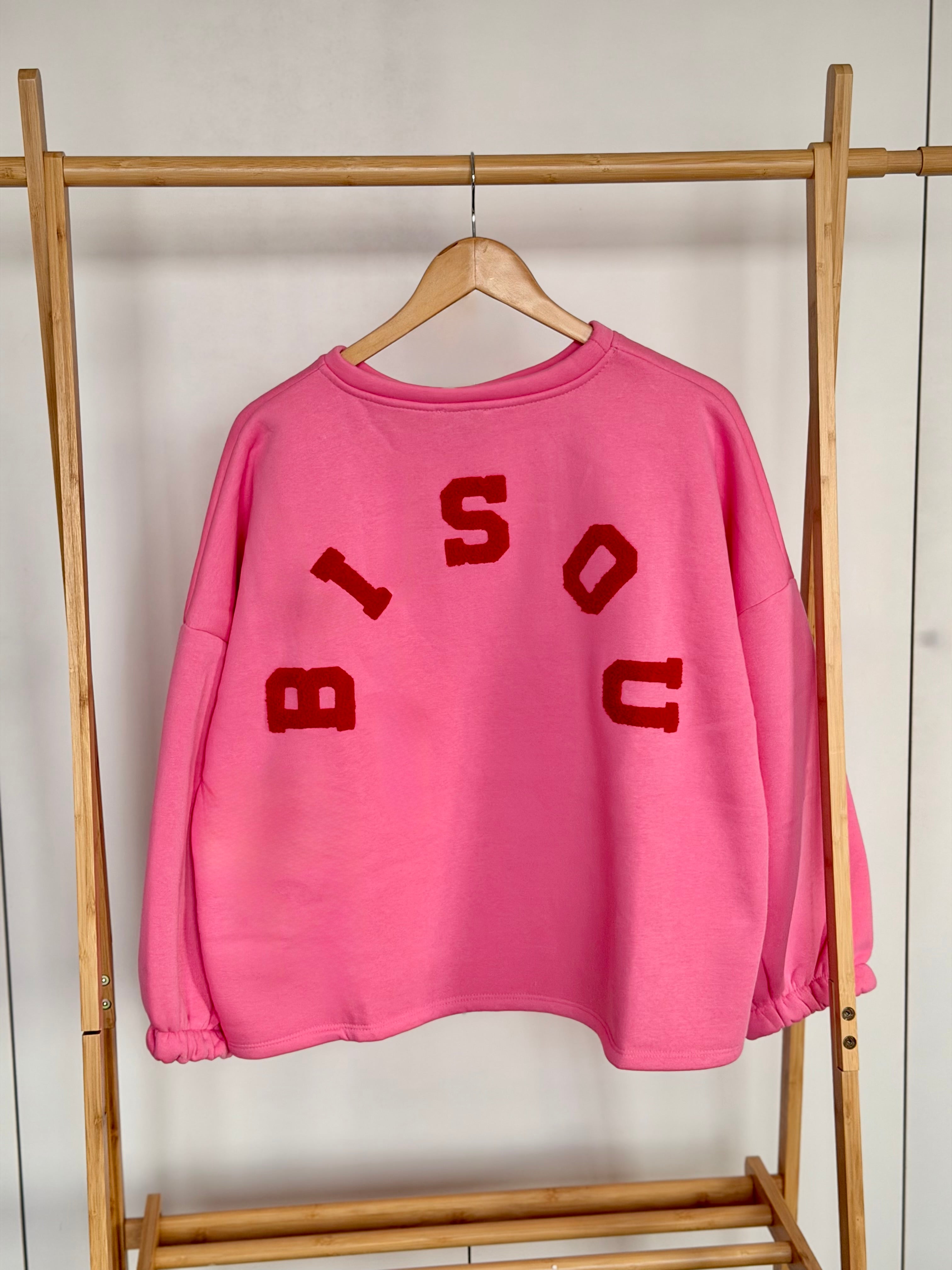 Sweat molleton oversized BISOU Rose / Rouge - MIKA