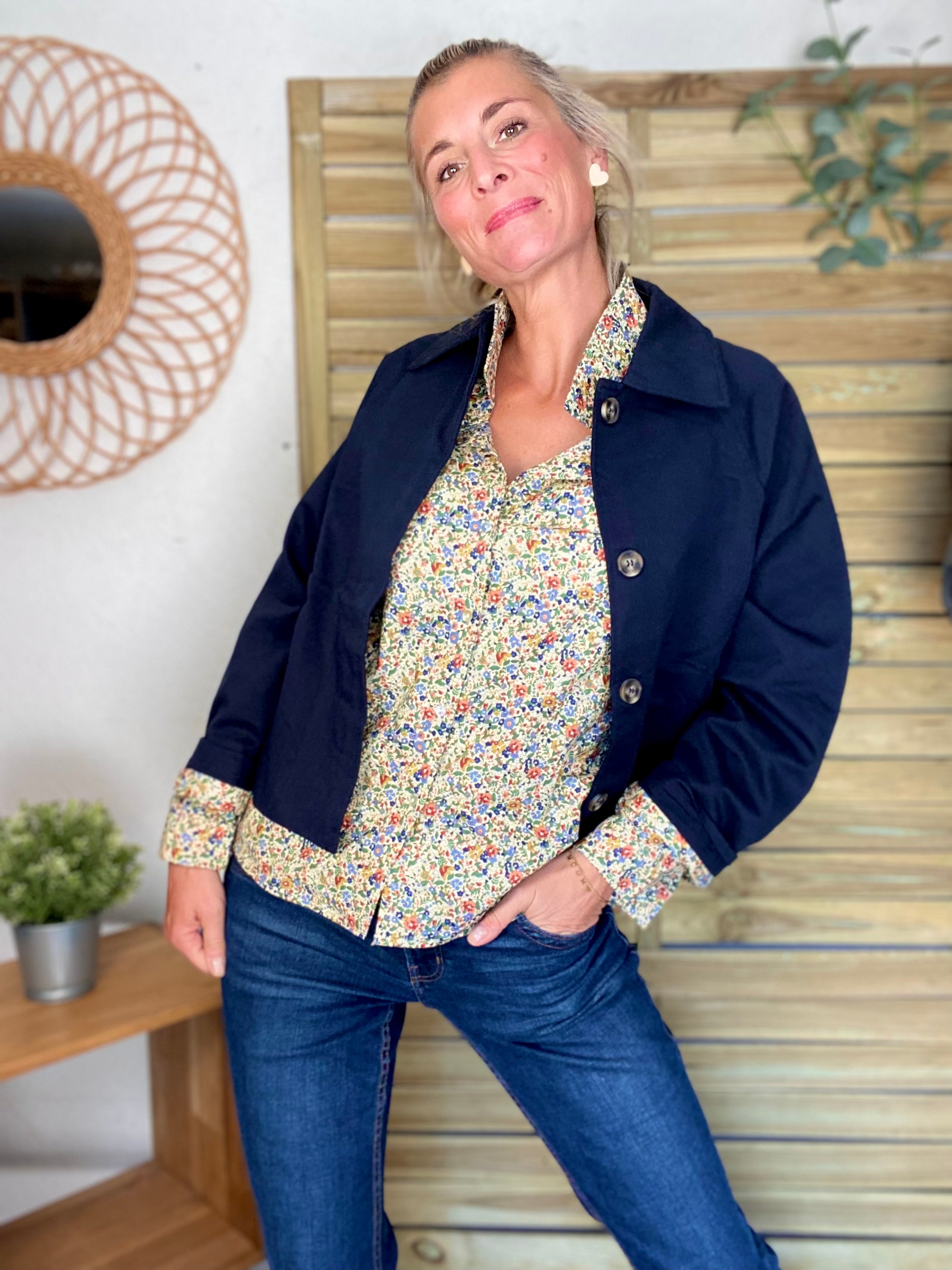 Chemise en coton imprimé Liberty vert 🌱 🌺 ÉLISE