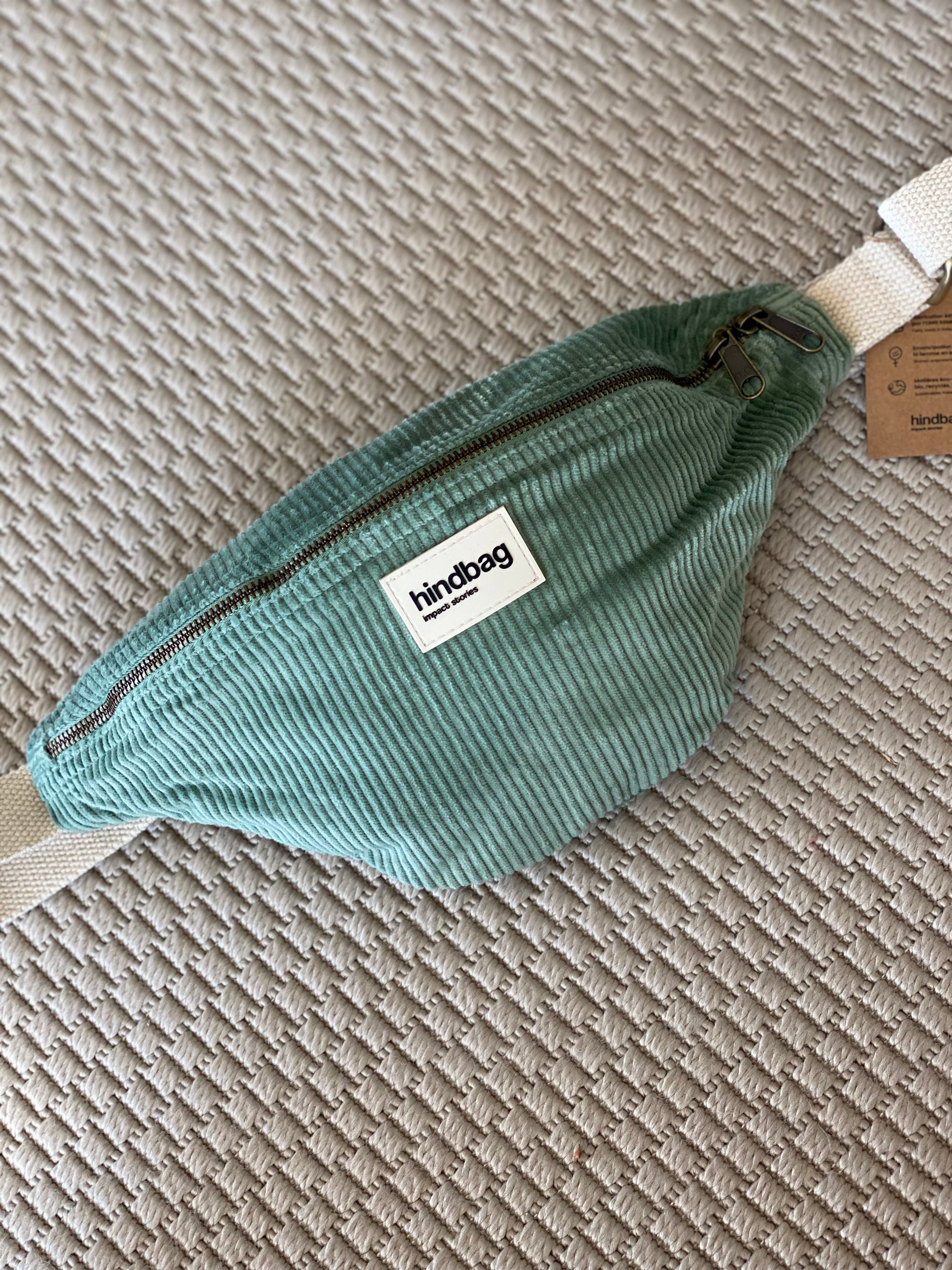 Sac banane HINDBAG Olivia Velours Vert d’eau