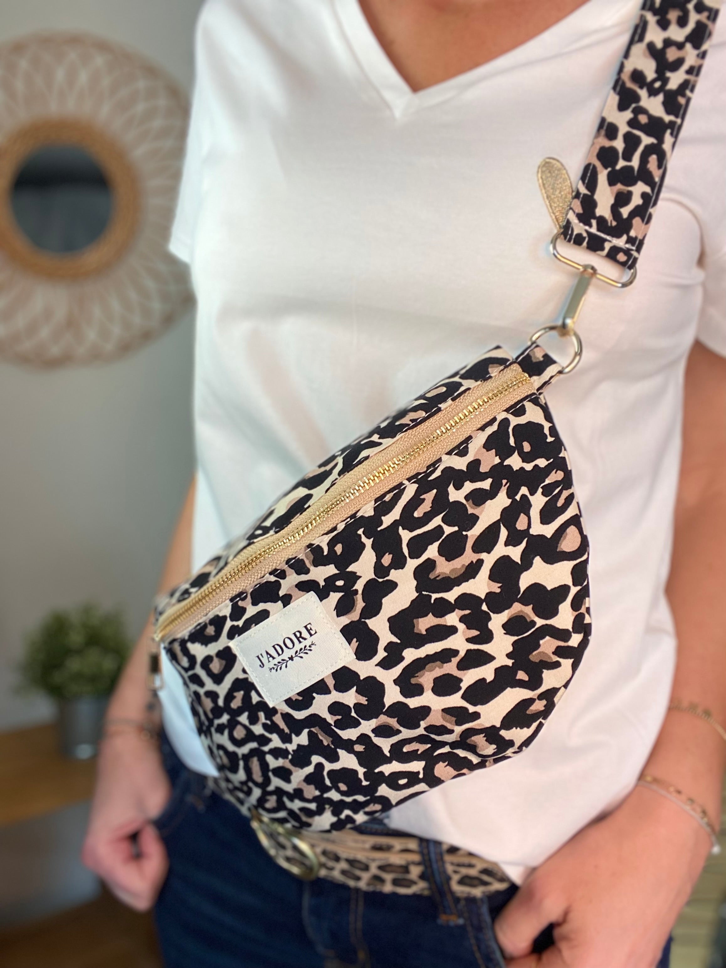 Sac banane L - BONNIE - Léo beige 🐆