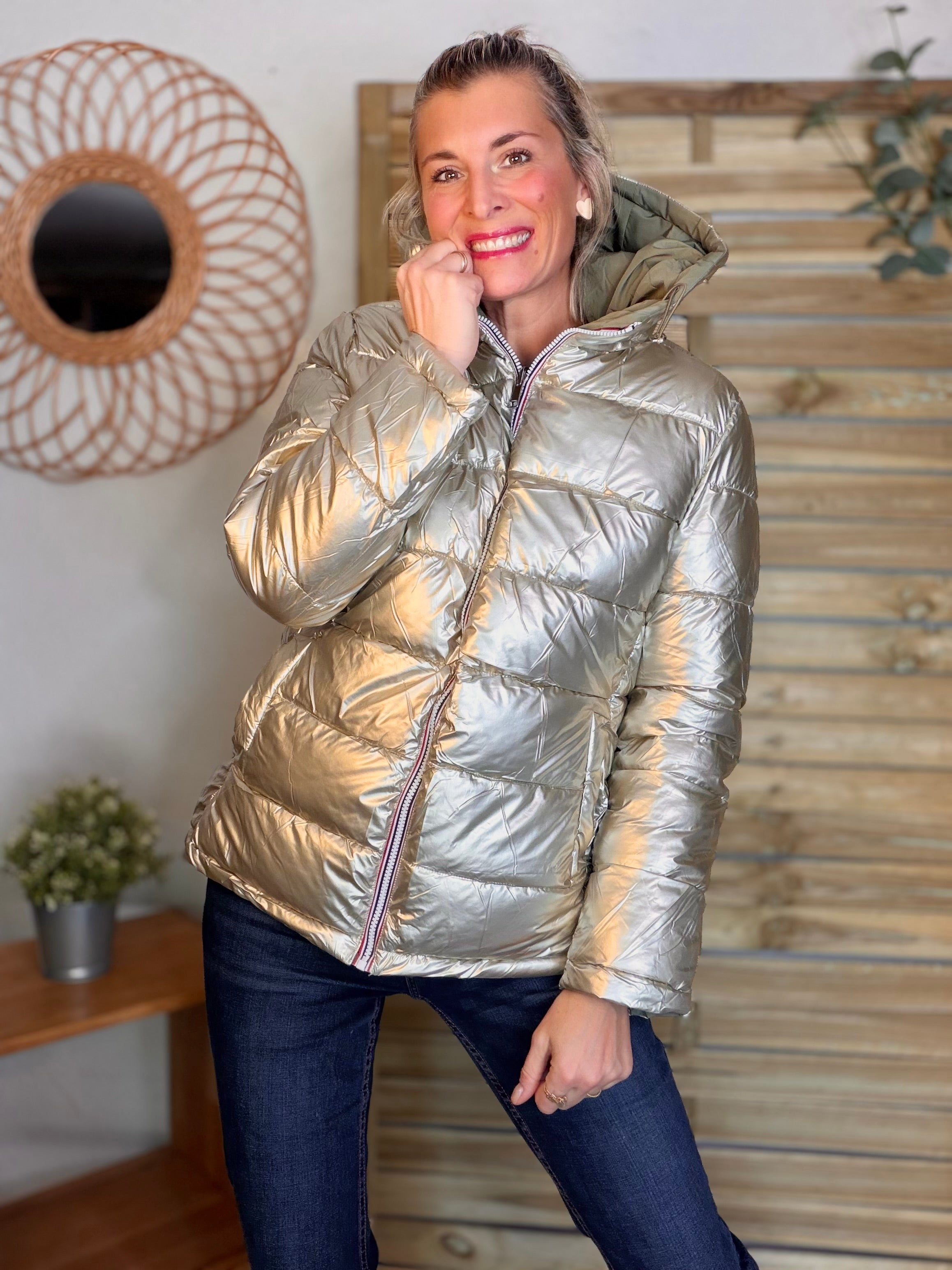 ⚡️PÉPITES FRIDAY - Doudoune imperméable réversible longue ANGÈLE COURT - Kaki clair - MELYA MELODY