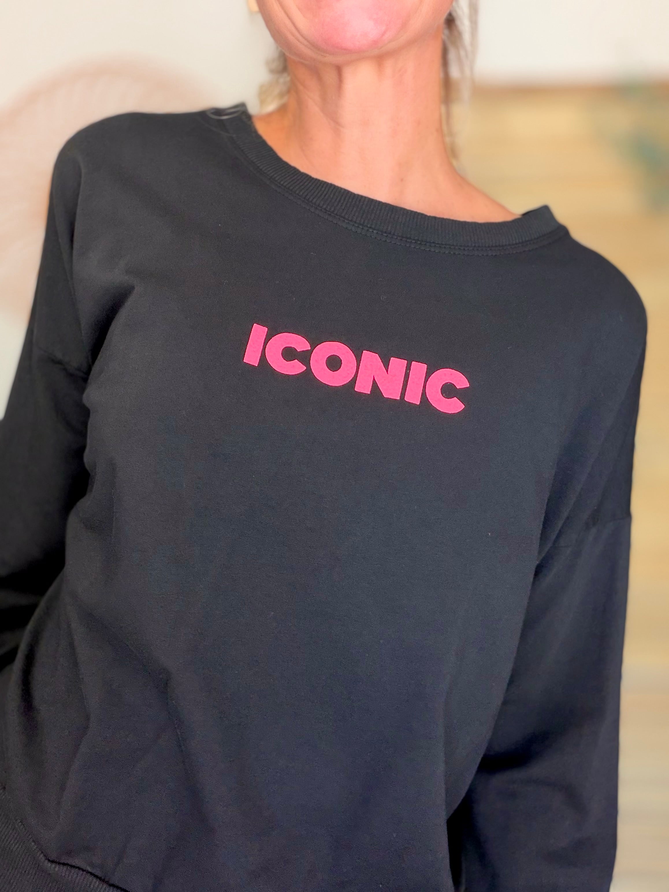 Sweat ICONIC léger 100% coton FAUSTINE Noir (taille 36 à 46)