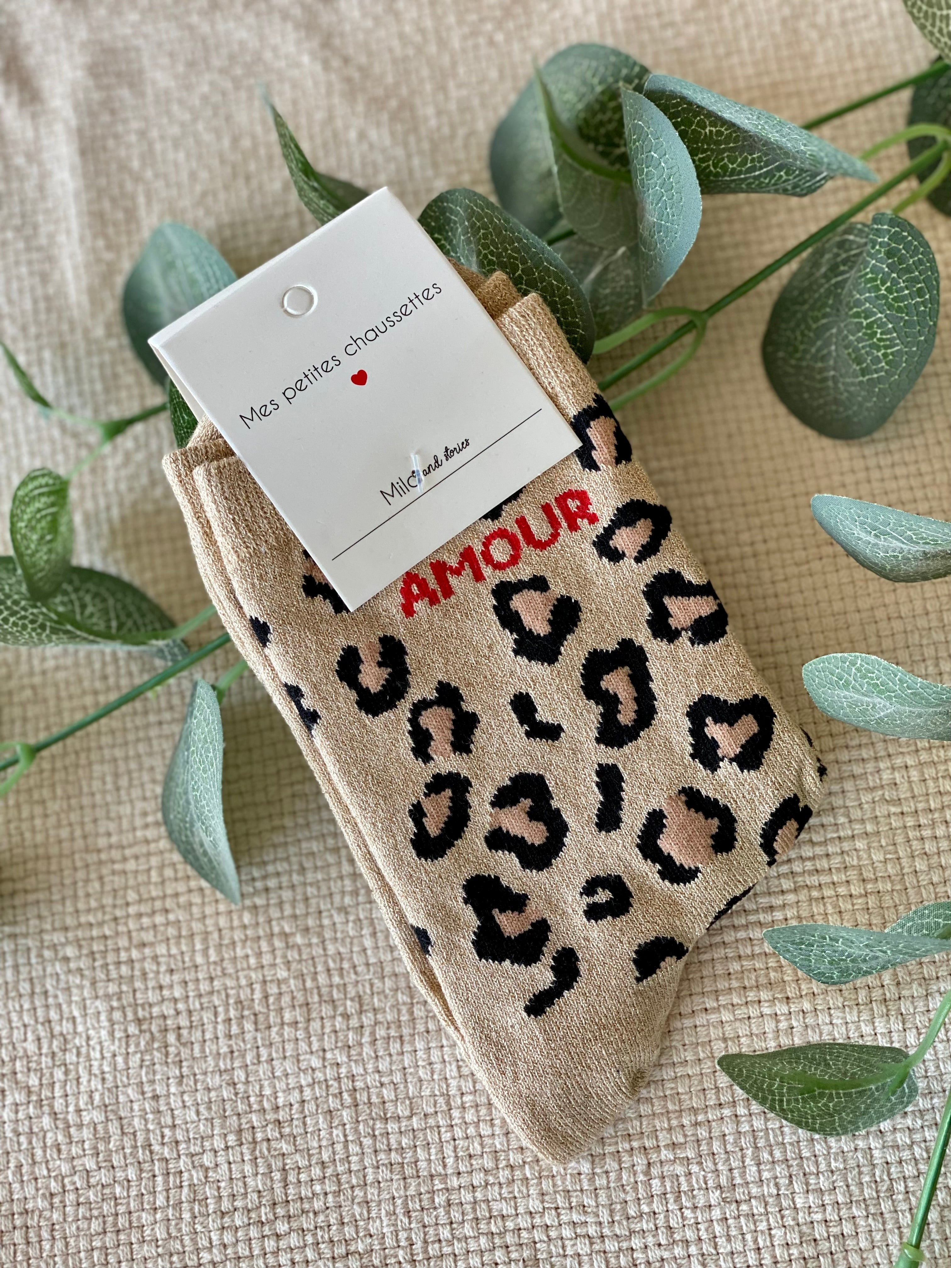 Chaussettes ZORA - Léo beige 🐆