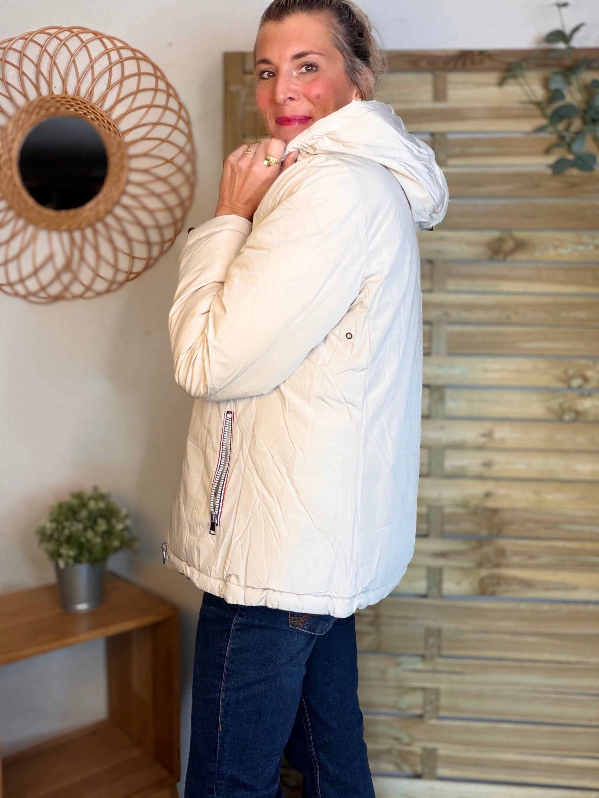 ⚡️PÉPITES FRIDAY - Doudoune imperméable réversible longue ANGÈLE COURT - Écru - MELYA MELODY