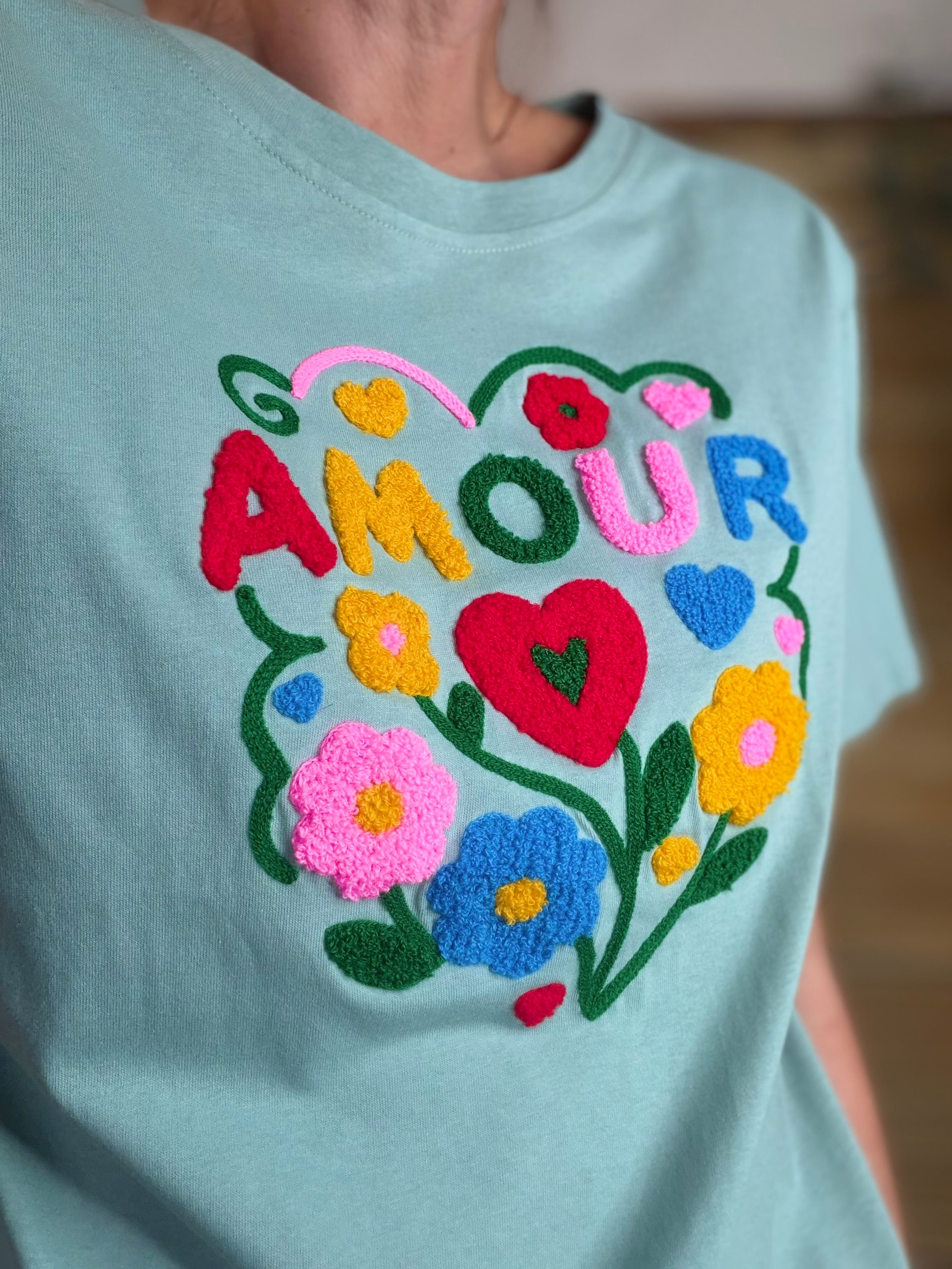Tee shirt amour fleuri ARYA Vert sauge