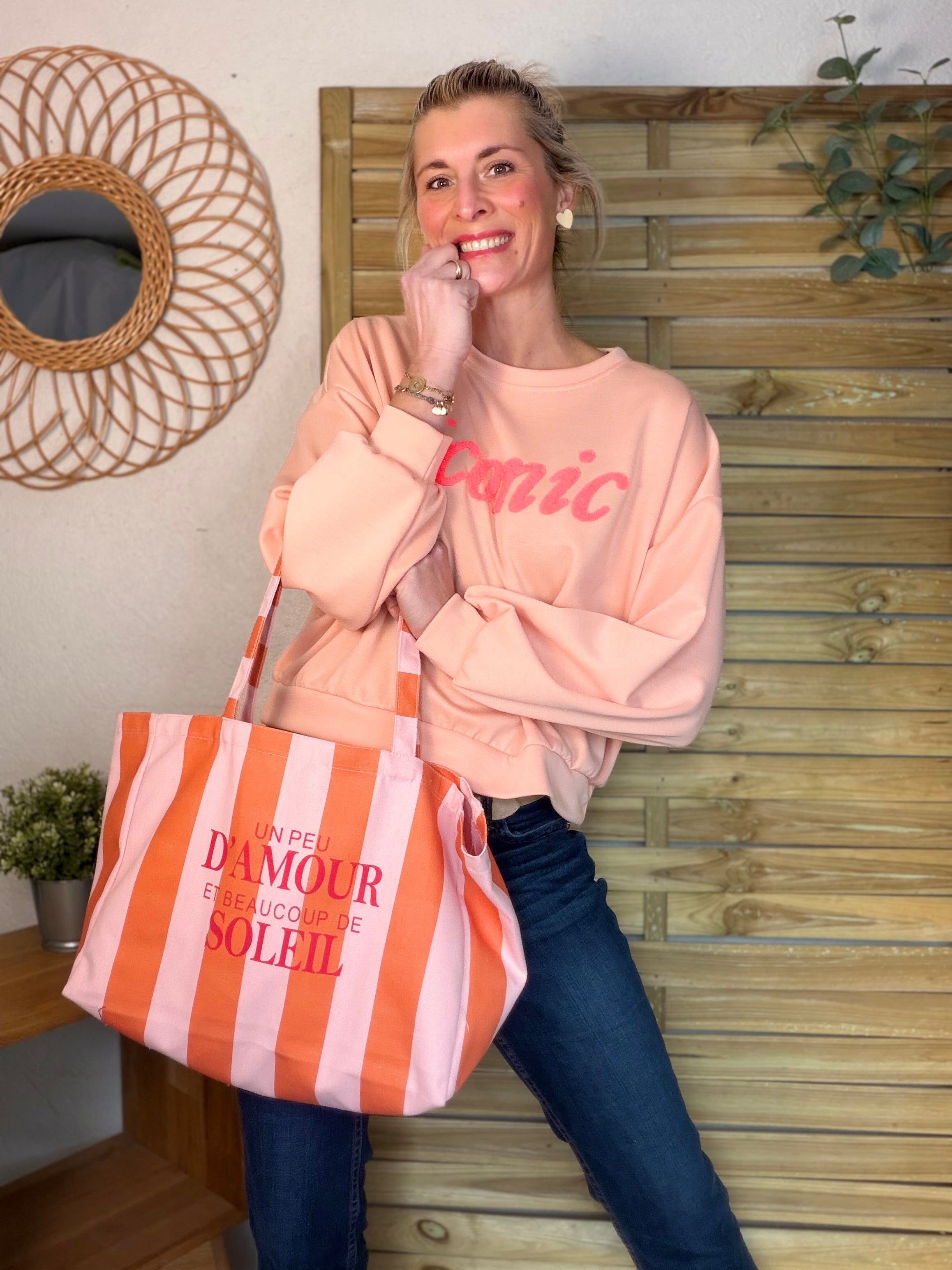 Sweat doux Iconic  - LAURINE Saumon/Rose