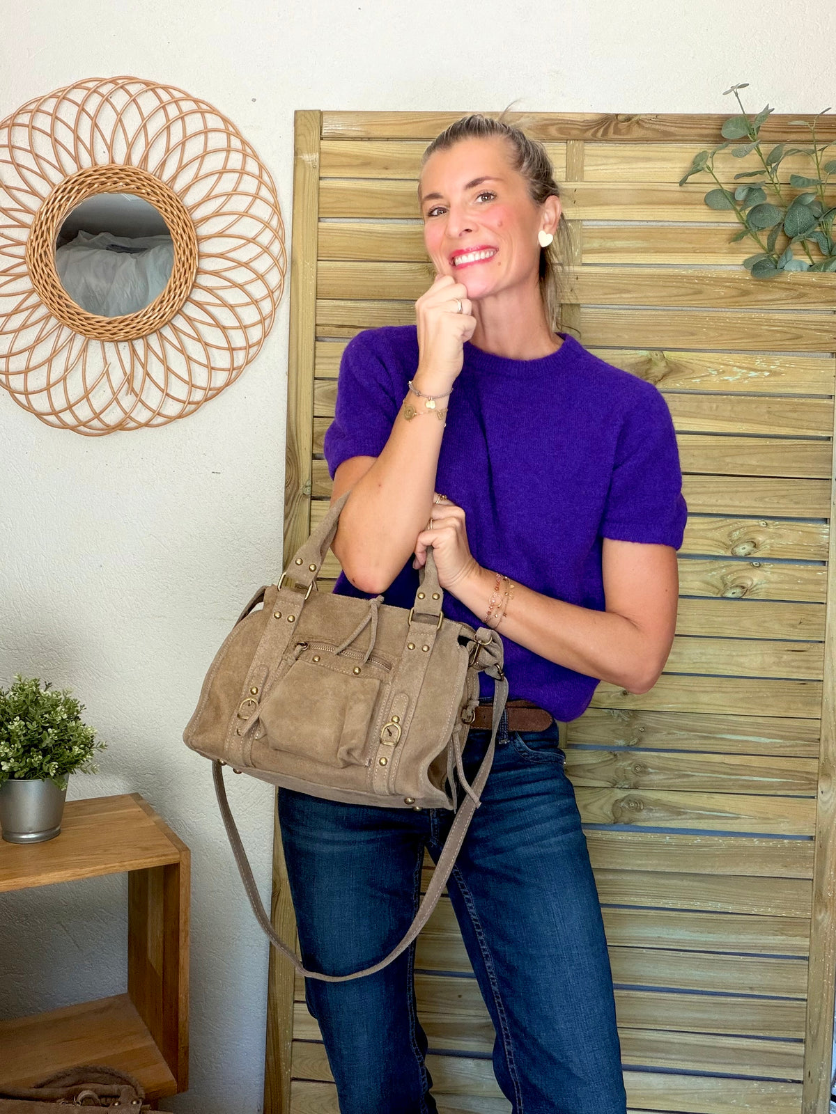 Pull laine et alpaga PEGGY - Violet