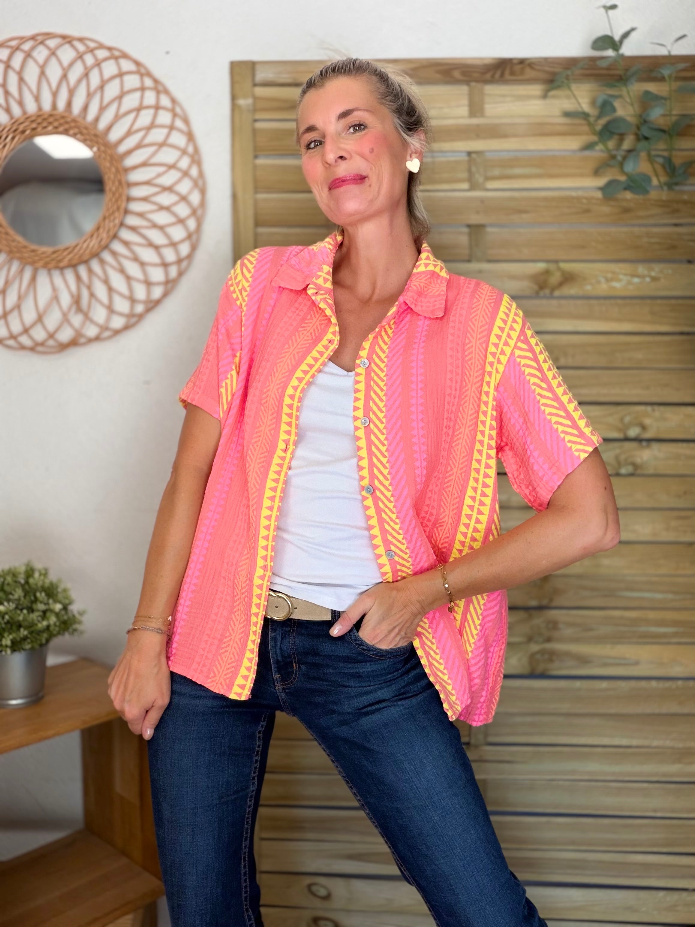 Chemise rayée en gaze de coton ROSIBEL