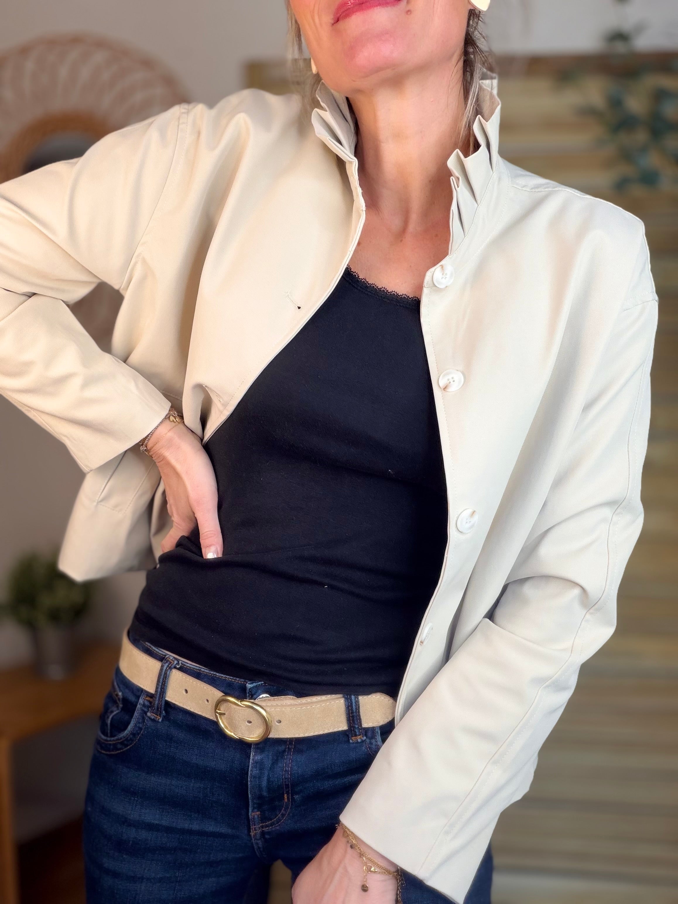 Veste col victorien NICKY Beige