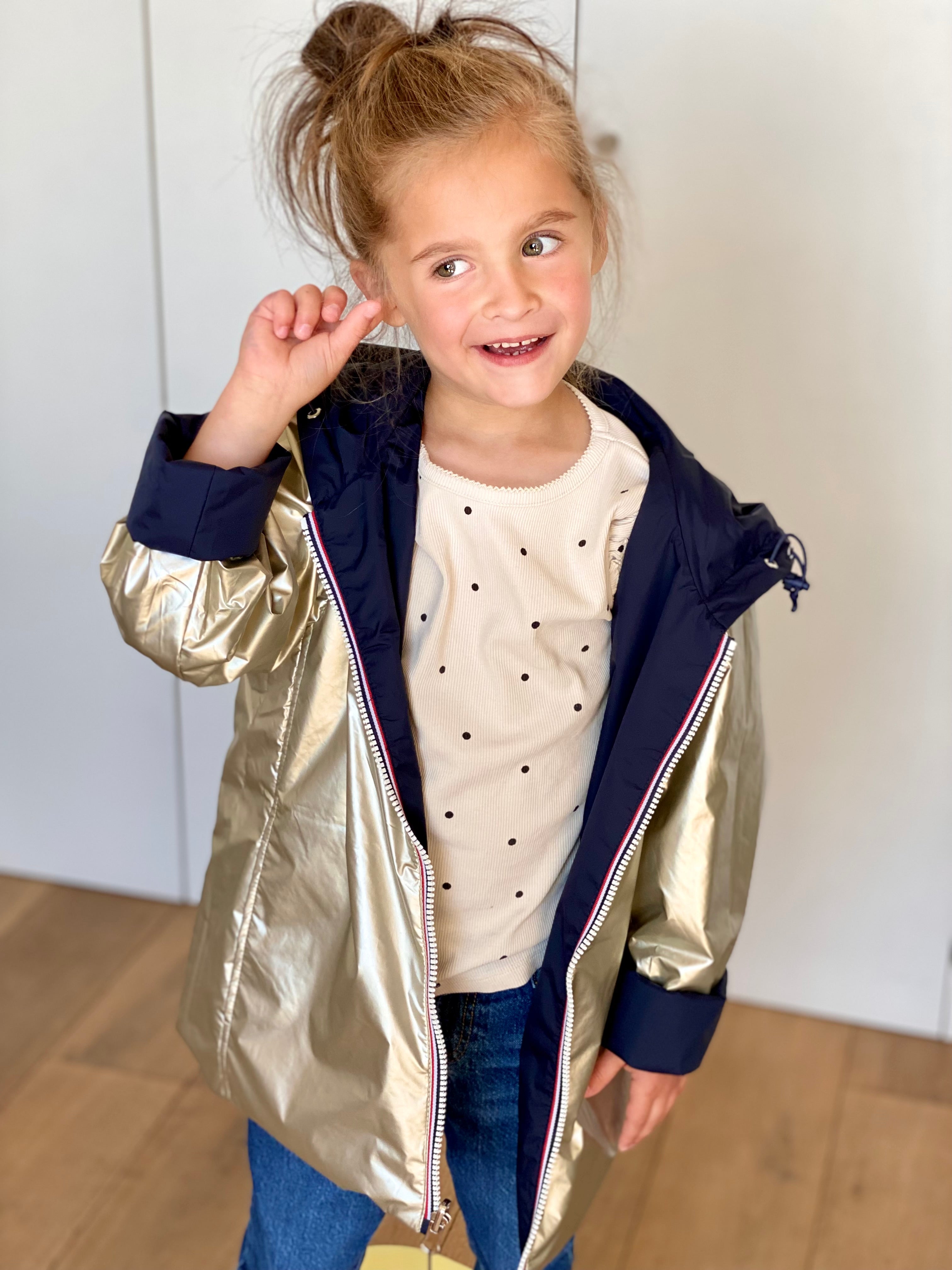 RETOUR EN STOCK DÉBUT MARS - Imperméable réversible rembourré LOUISON KIDS enfant (mixte) - Marine / Doré