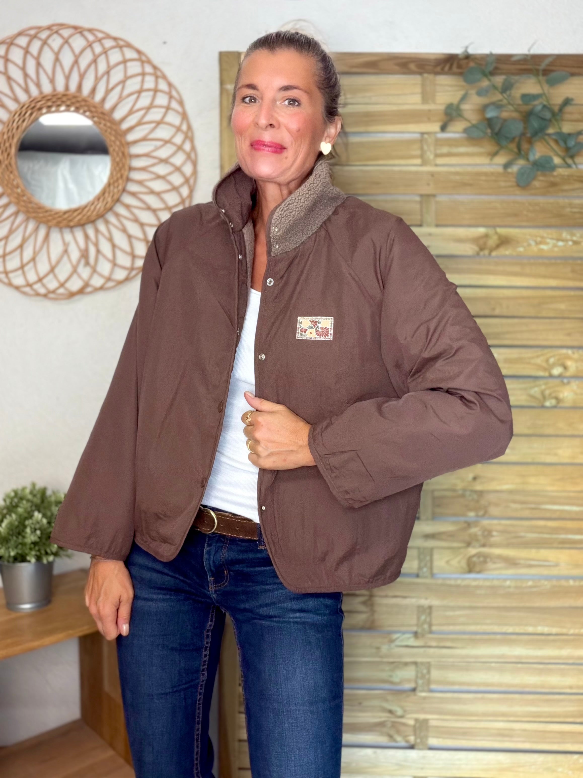 Veste matelassée réversible Sherpa AMÉLIE Chocolat