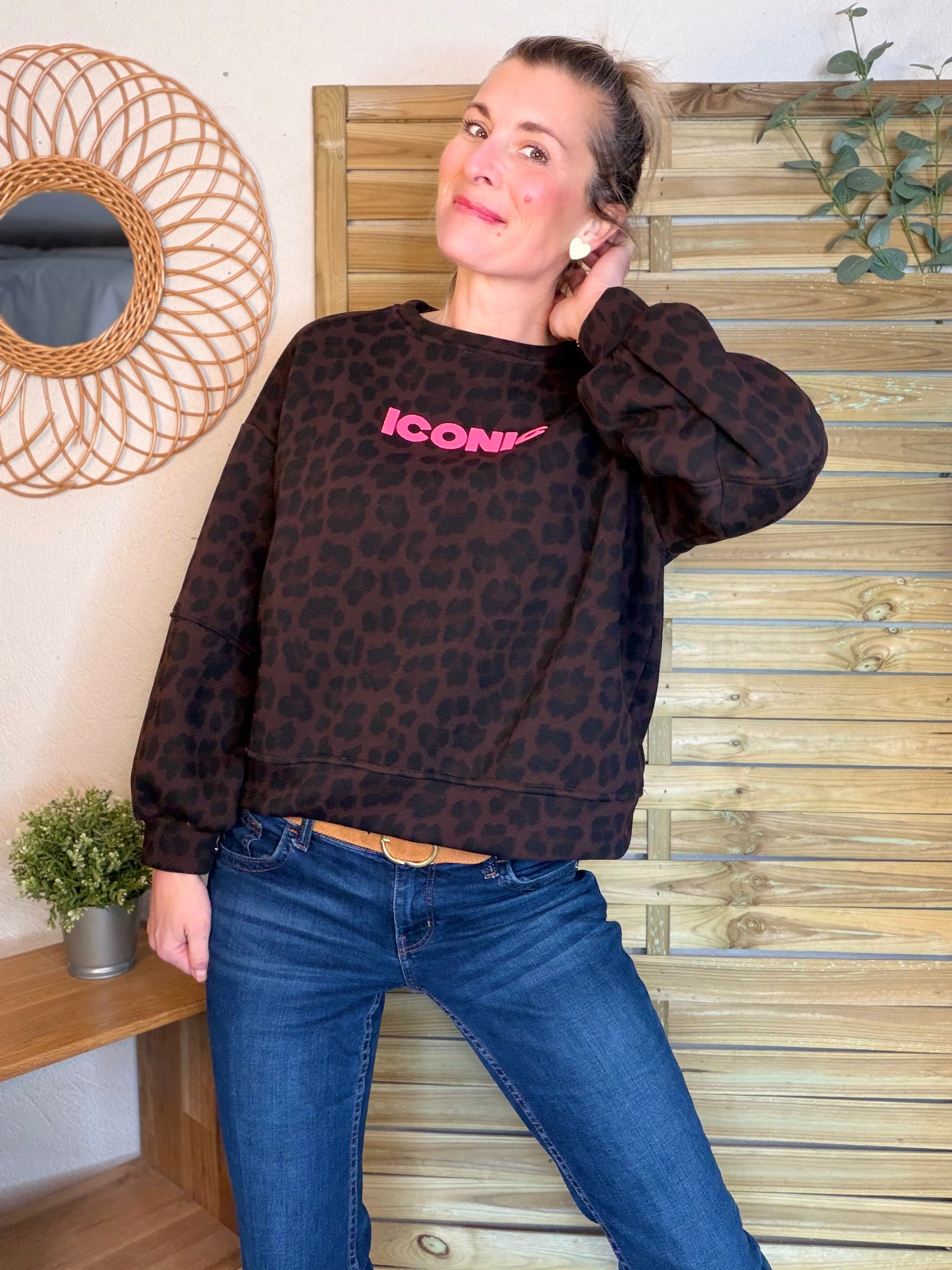 Sweat molleton imprimé Léo choco ICONIC 🐆 MANON