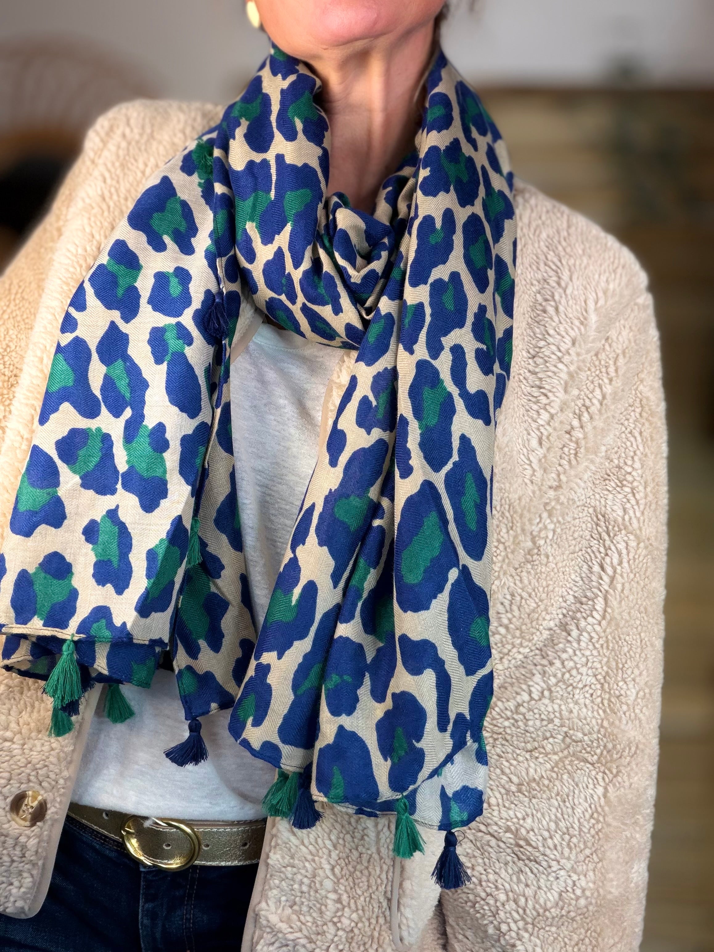 Foulard Léo CLEM - Bleu roi / vert 🐆