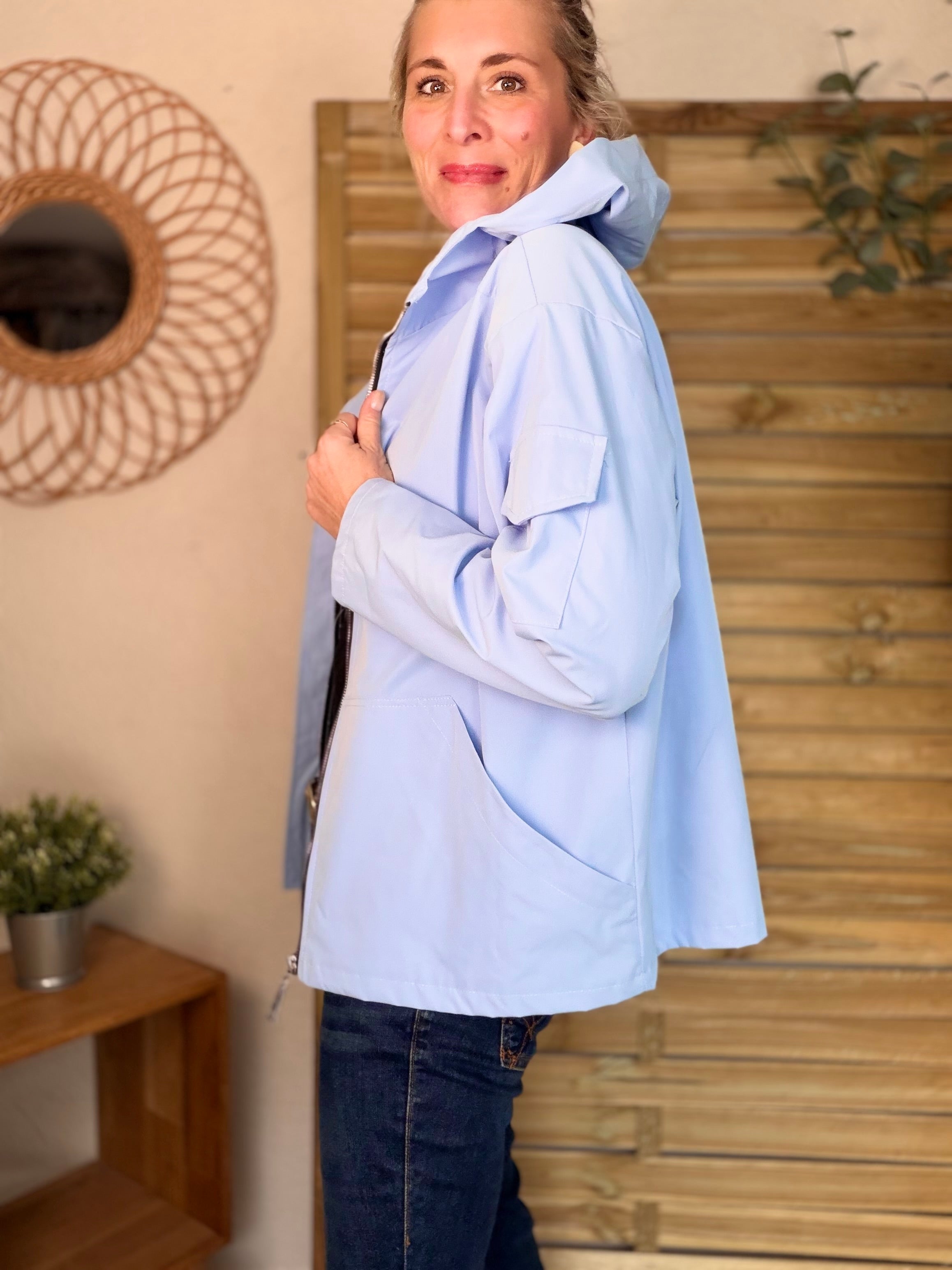 Veste Coupe vent court LIZZIE - Bleu ciel