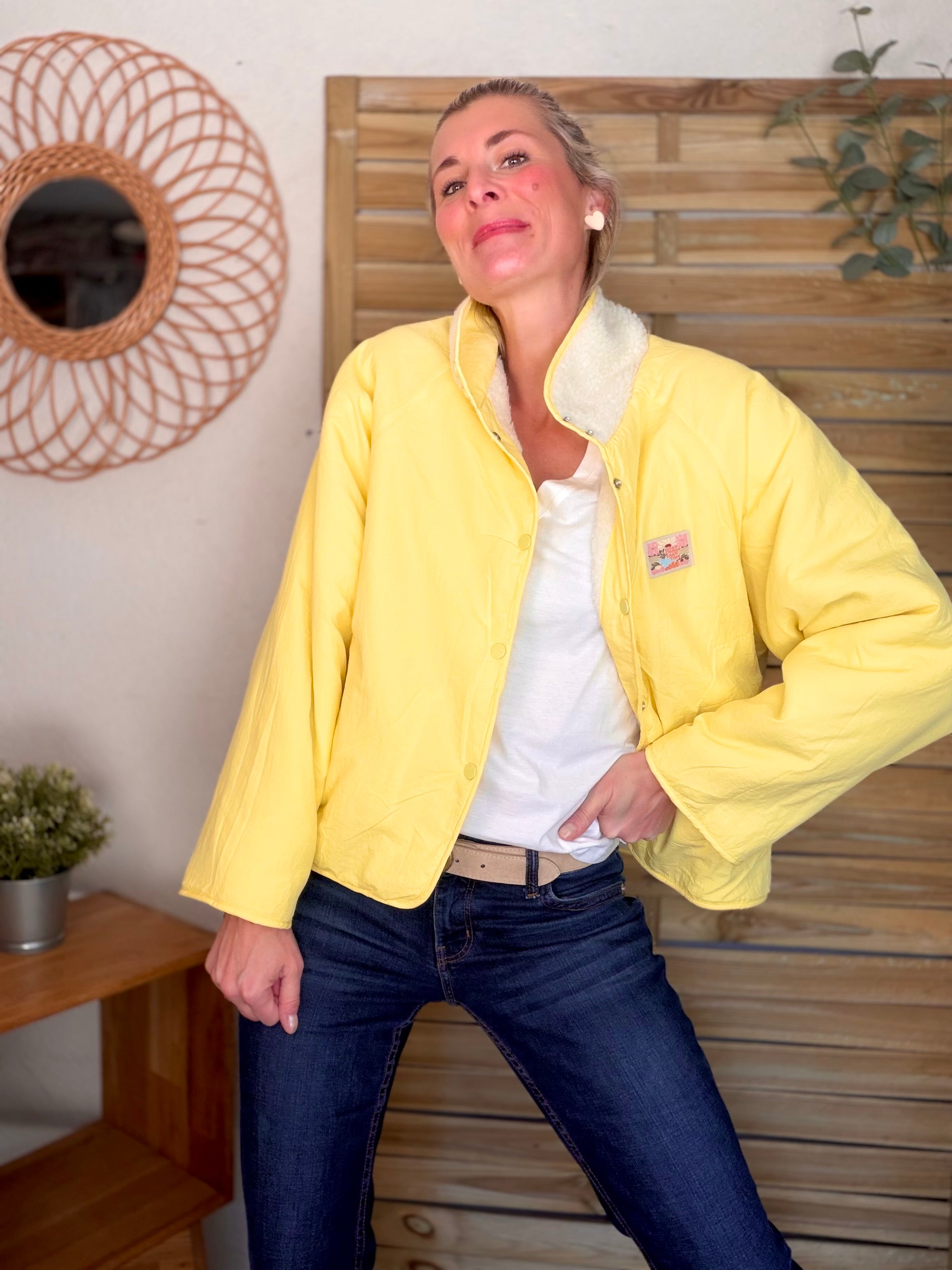 Veste matelassée réversible Sherpa AMÉLIE Jaune