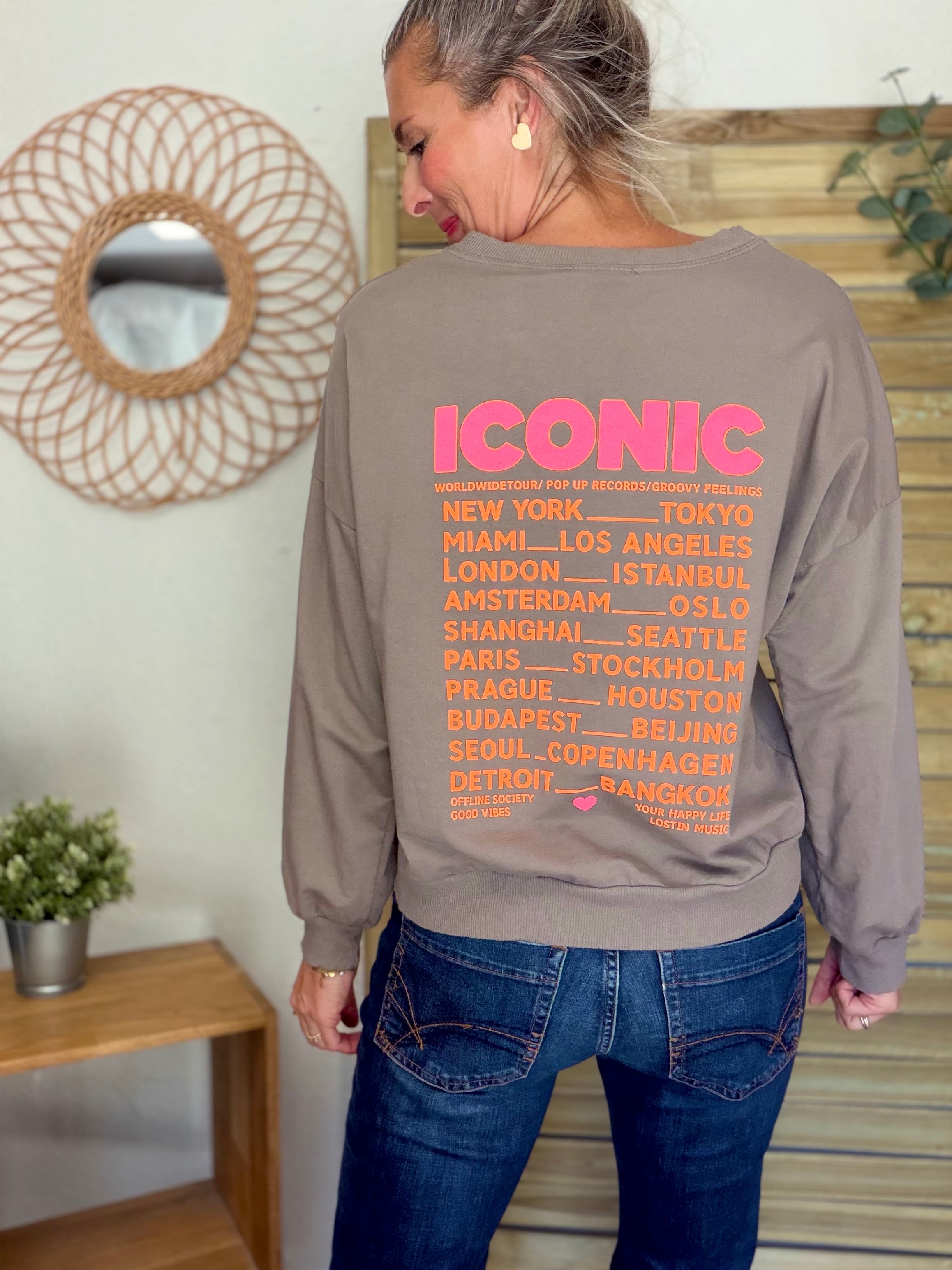 Sweat ICONIC léger 100% coton FAUSTINE Taupe (taille 36 à 46)