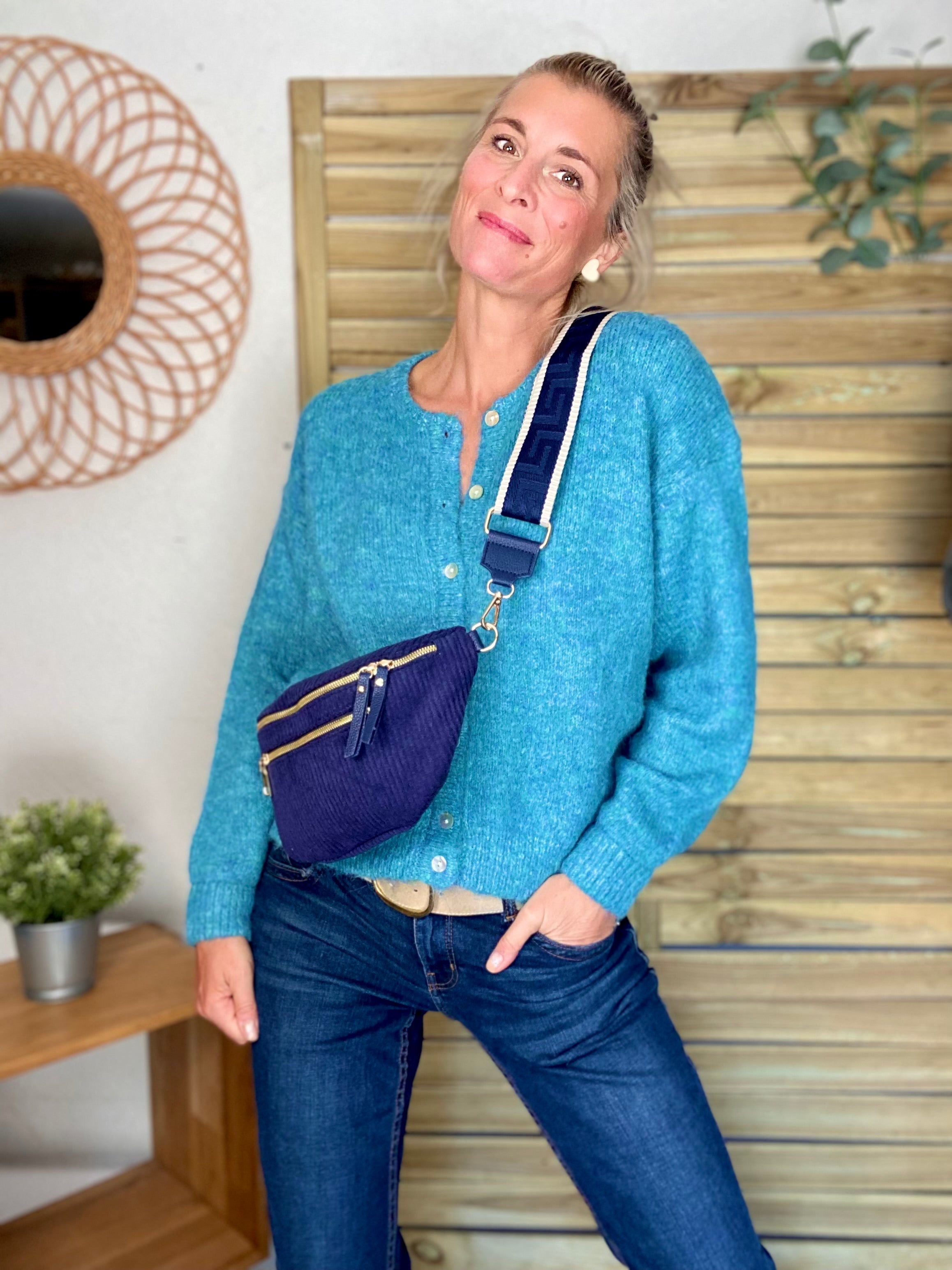 Gilet en maille MERYL - Bleu canard