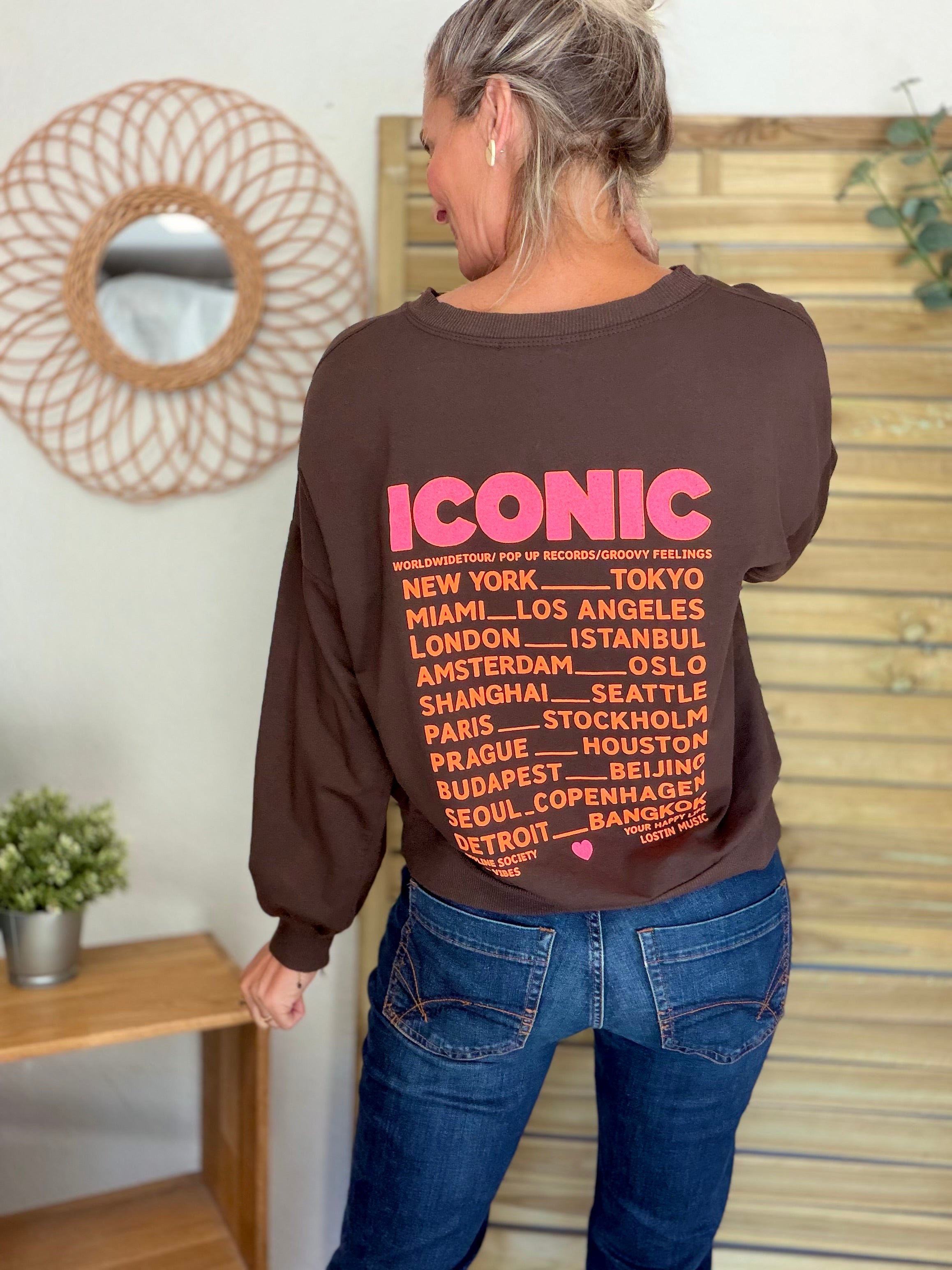 Sweat ICONIC léger 100% coton FAUSTINE Chocolat (taille 36 à 46)