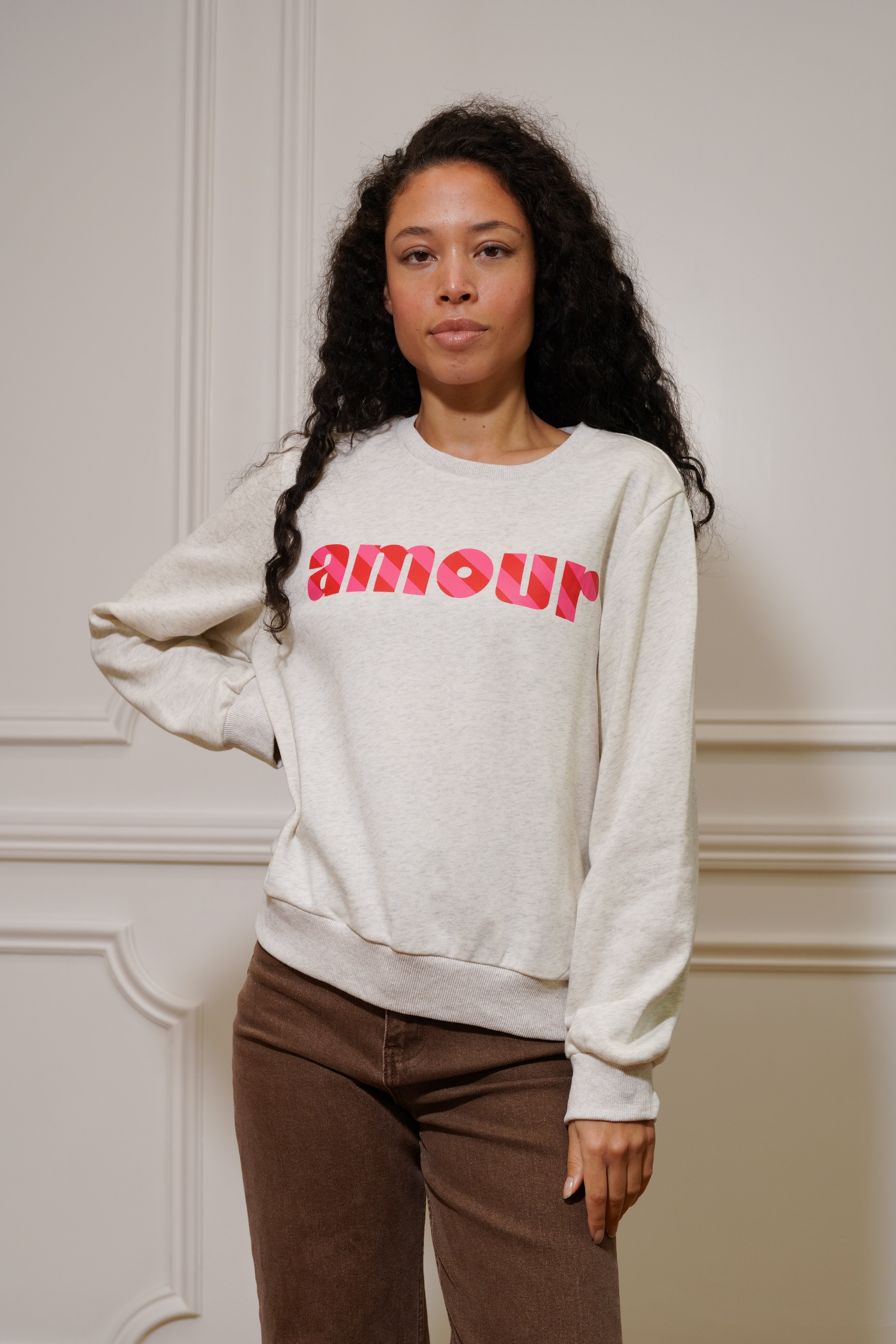 Sweat amour SIENNA - Gris / Rose