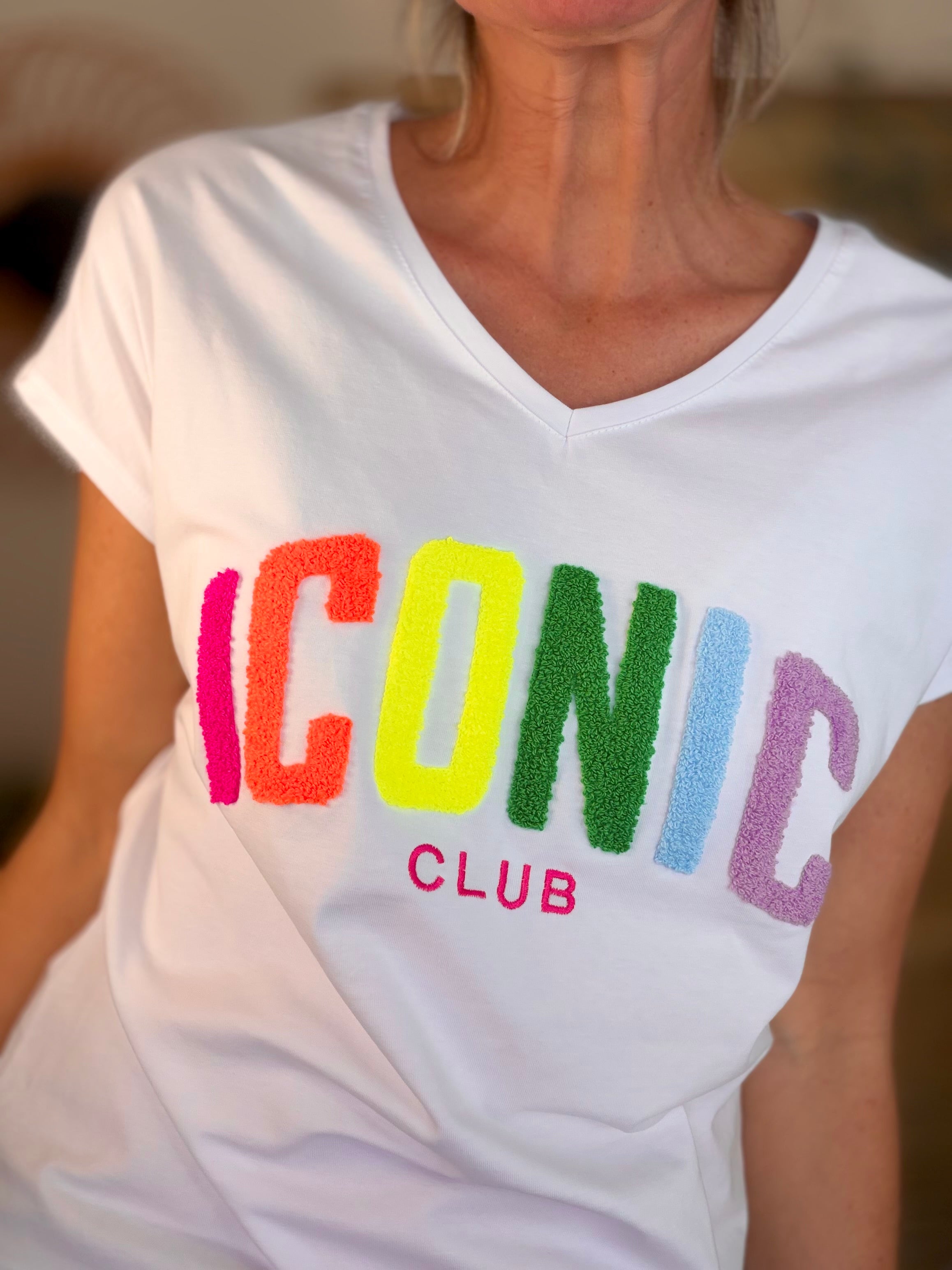 Tee shirt col V cœur ICONIC club MIRANDA Blanc