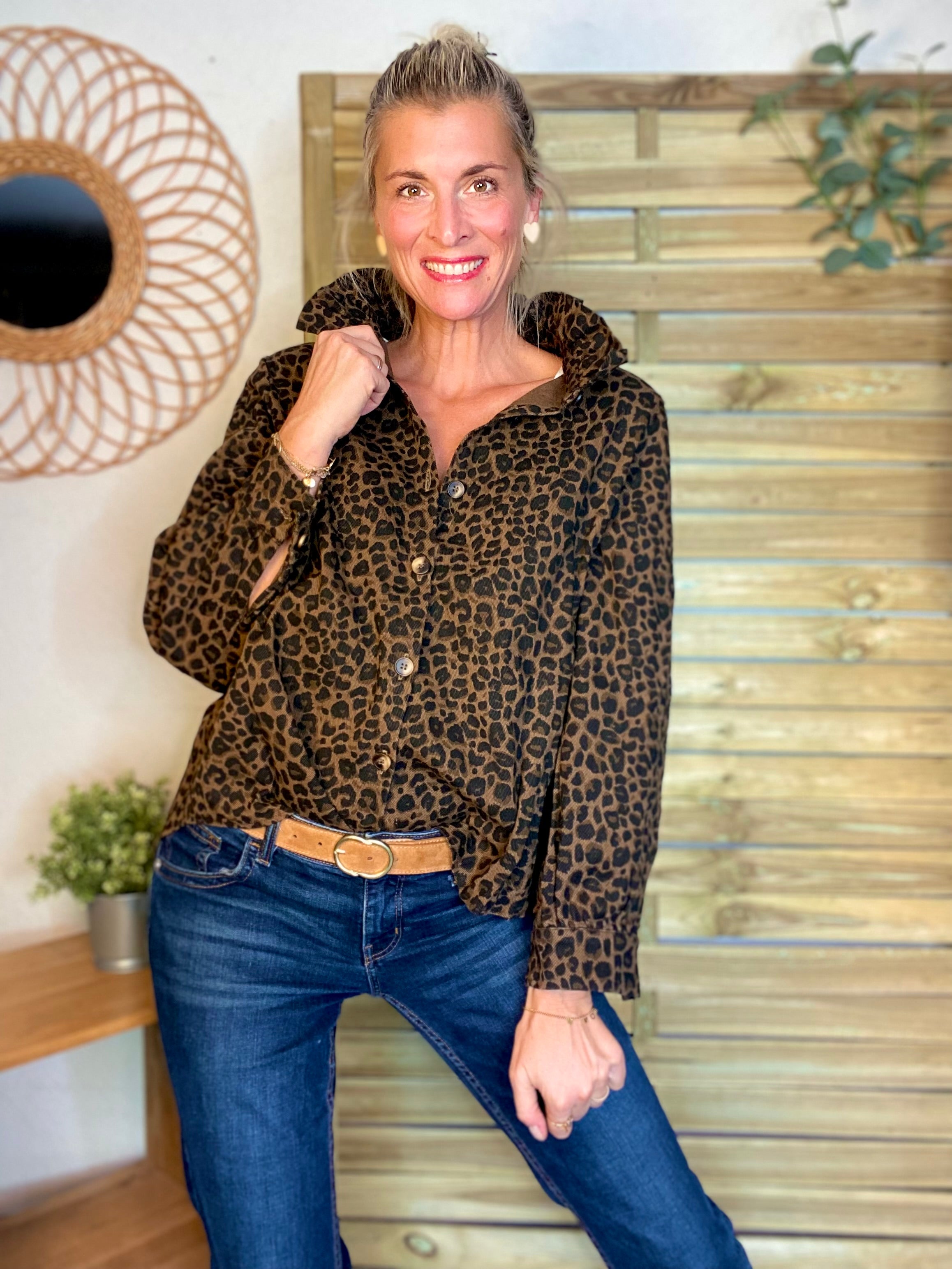 Veste / Chemise en coton, col victorien volanté LISA - Léo 🐆