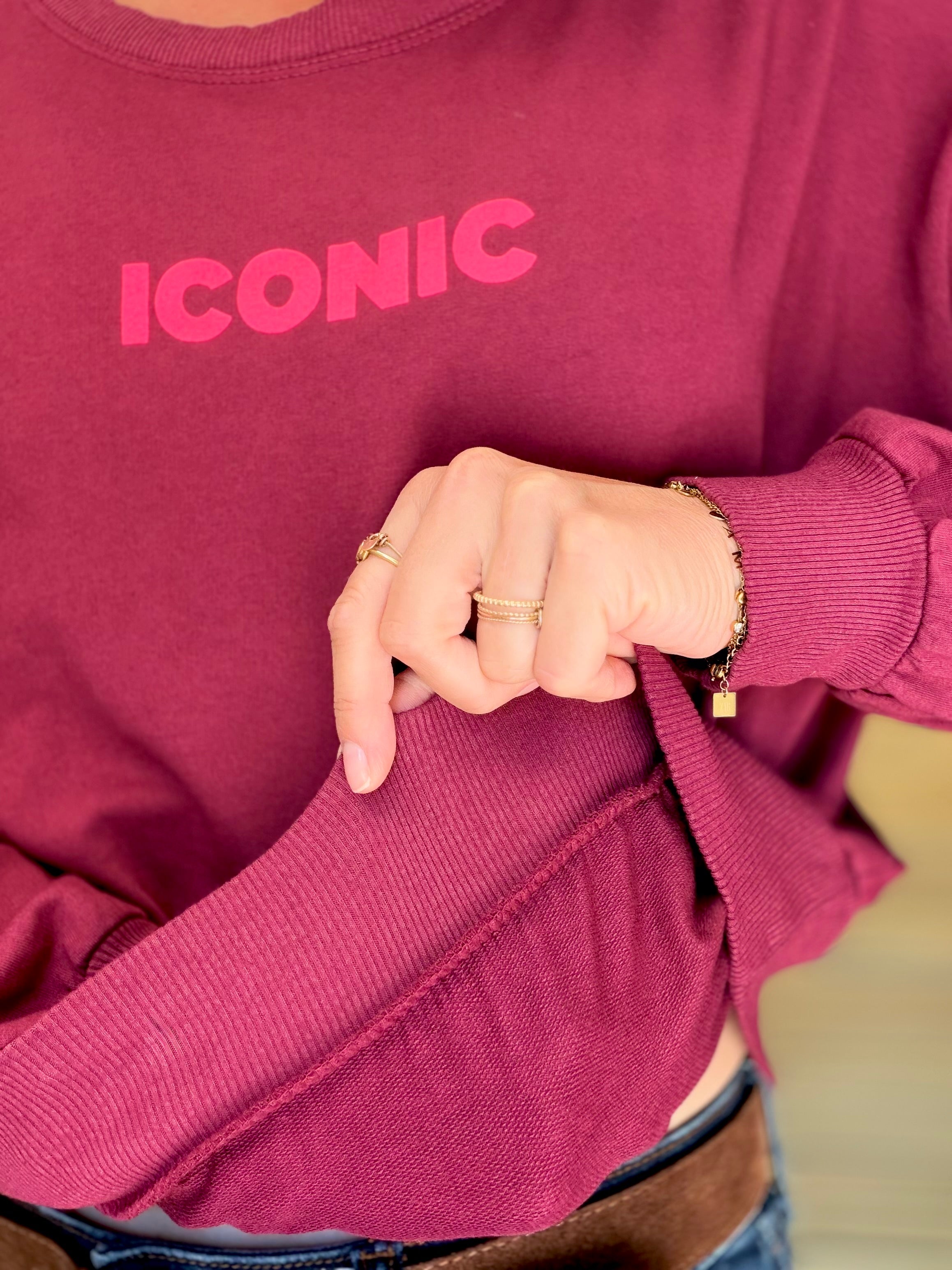 Sweat ICONIC léger 100% coton FAUSTINE Bordeaux (taille 36 à 46)